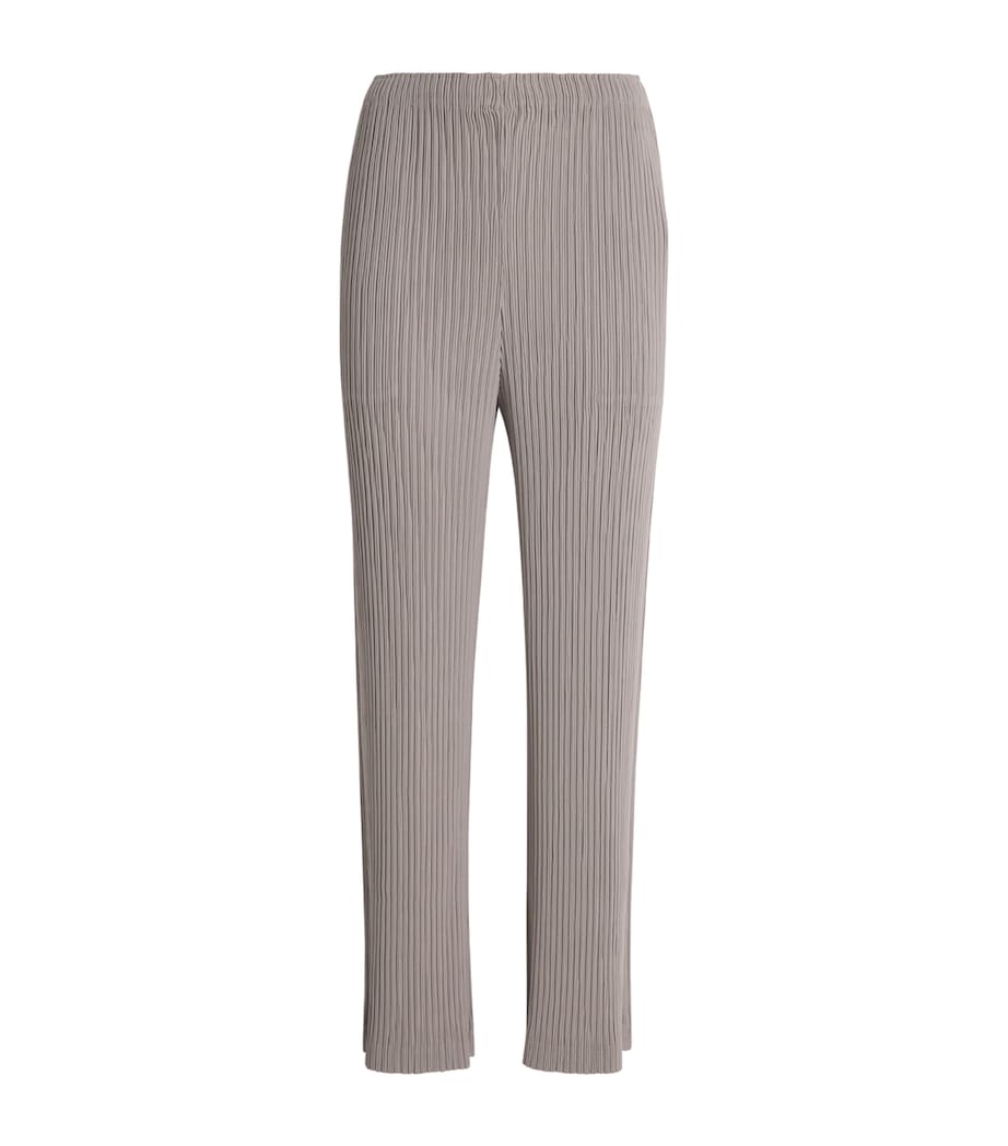 Issey Miyake Womens Hatching Pleats Straight Leg Trousers Greige Image 1