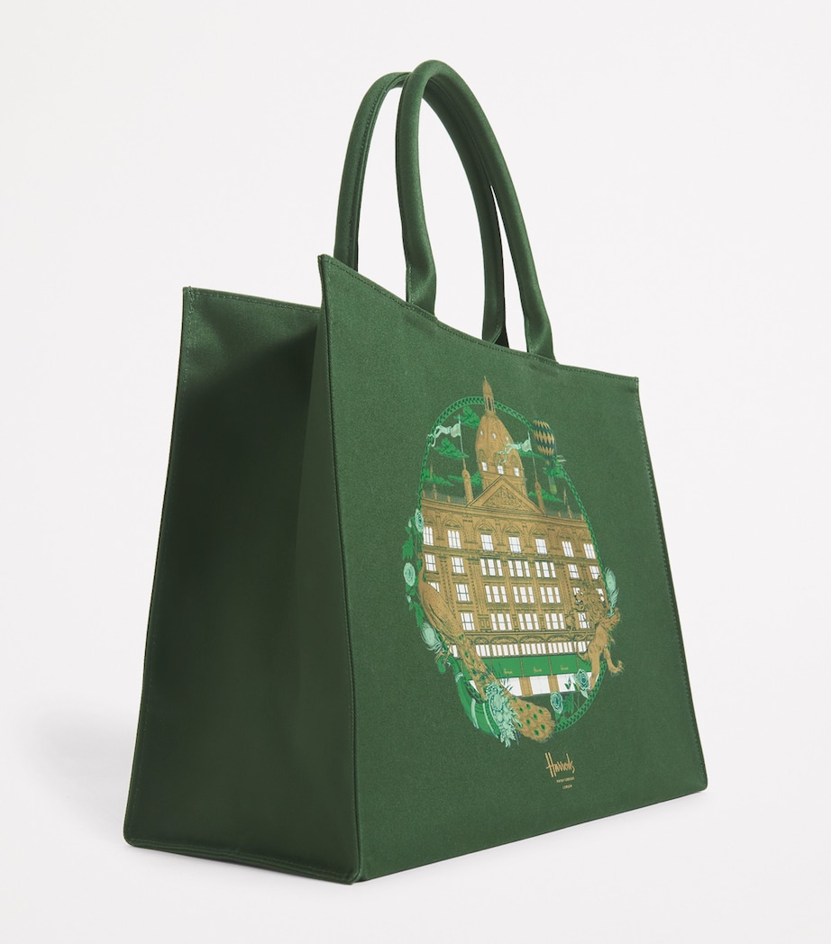 Harrods Cotton Heritage Grocery Shopper Bag Green Image 6