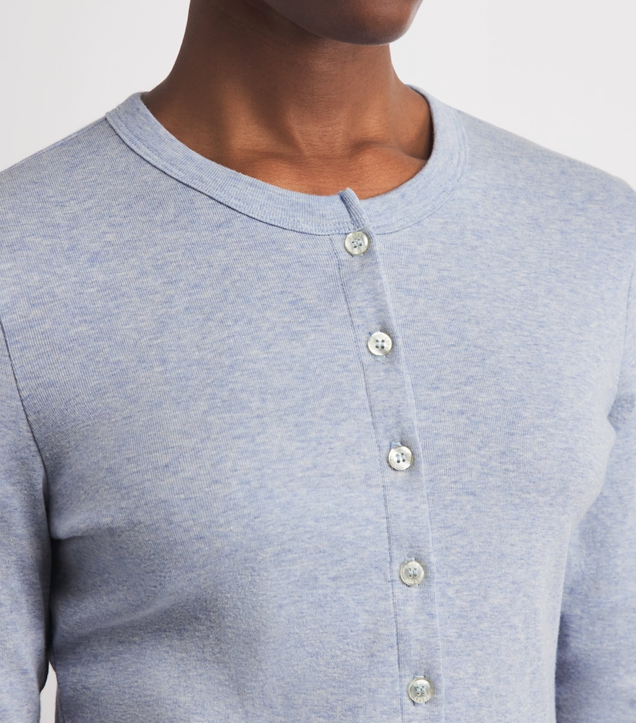 LESET Womens Cotton Nando Cropped Cardigan Ciel Melange Image 3
