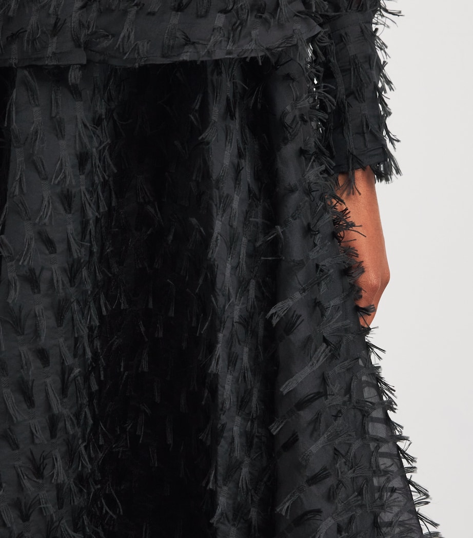 Organza Gentle Collide Midi Skirt BLACK ORGANZA FRINGE Image 6