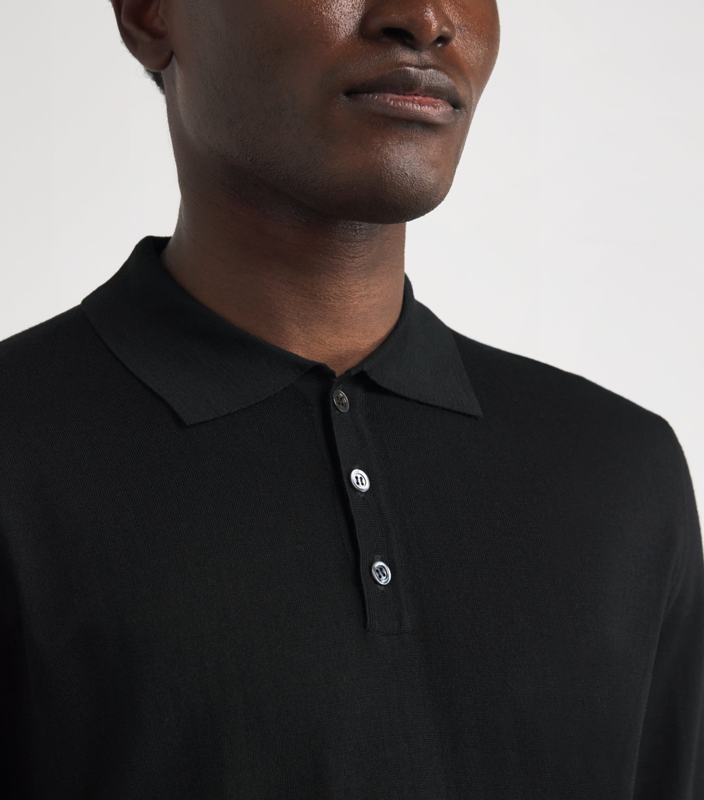 Merino Knit Polo Shirt 590 NERO Image 6