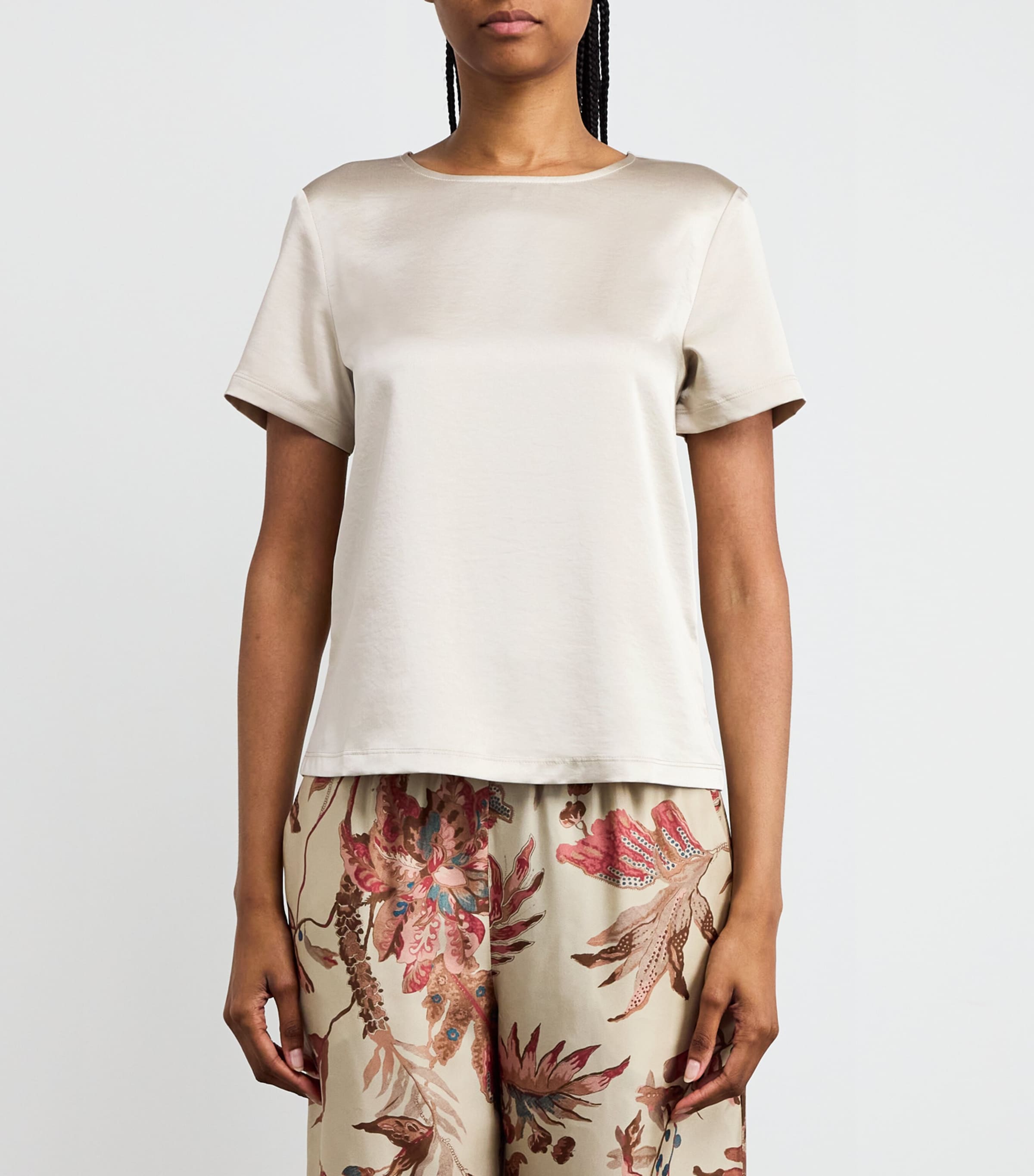 Satin-Front T-Shirt IVORY Image 3