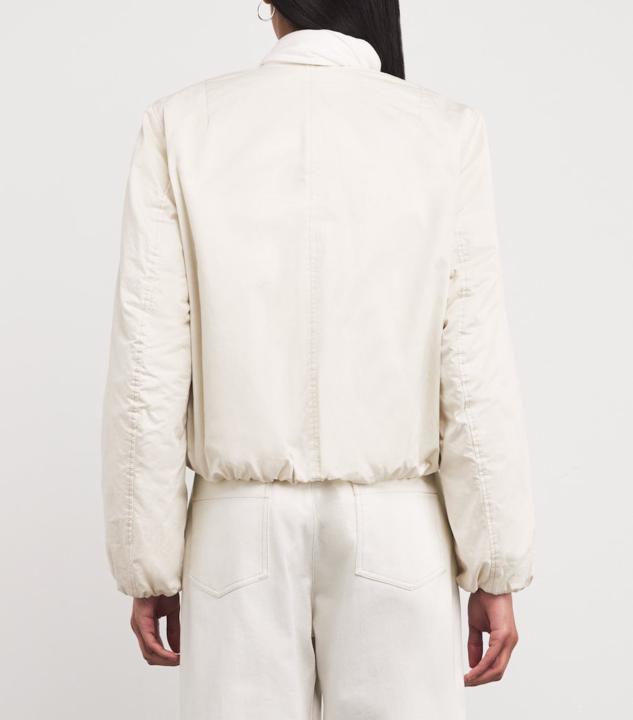 Lemaire Womens Cotton Satin Wadded Jacket Creamy White Image 4