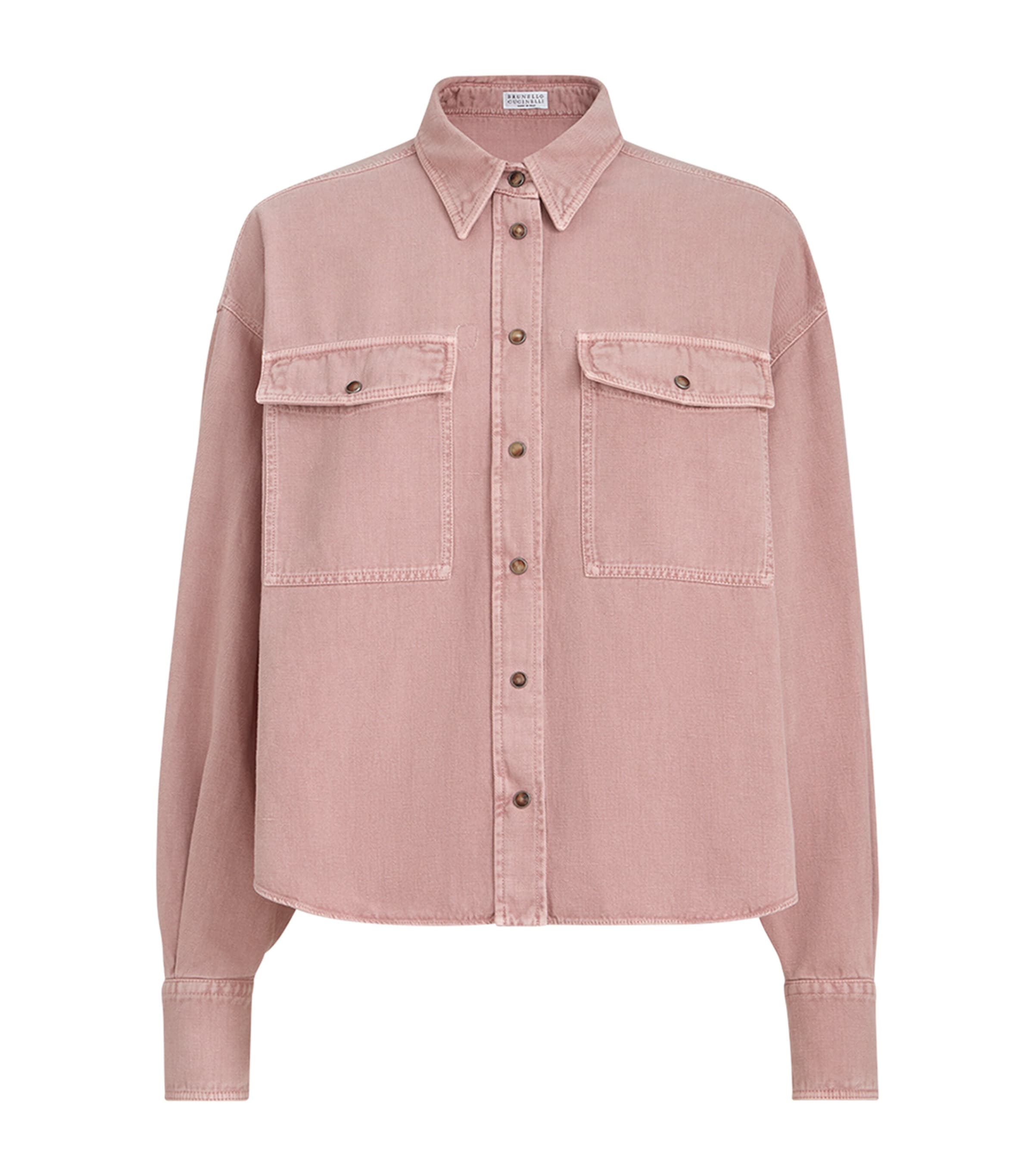 Brunello Cucinelli Womens Cotton-Linen Garment-Dyed Shirt Image 1