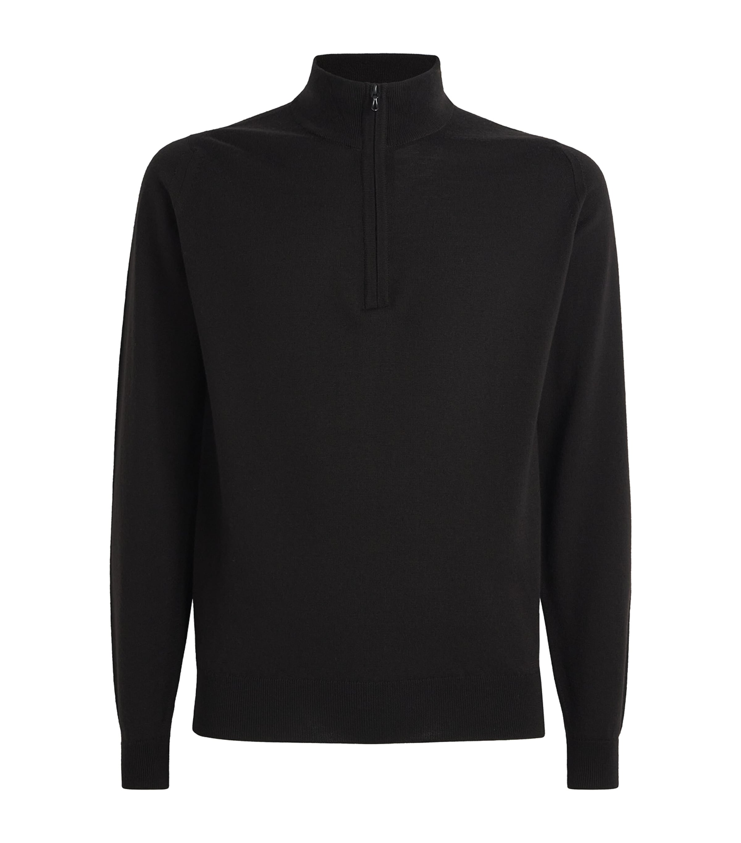 John Smedley Mens Merino Wool Tapton Quarter-Zip Sweater Faulkner Brown Image 1