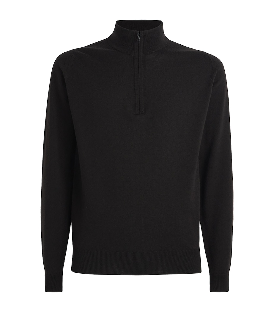 John Smedley Mens Merino Wool Tapton Quarter-Zip Sweater Faulkner Brown Image 1