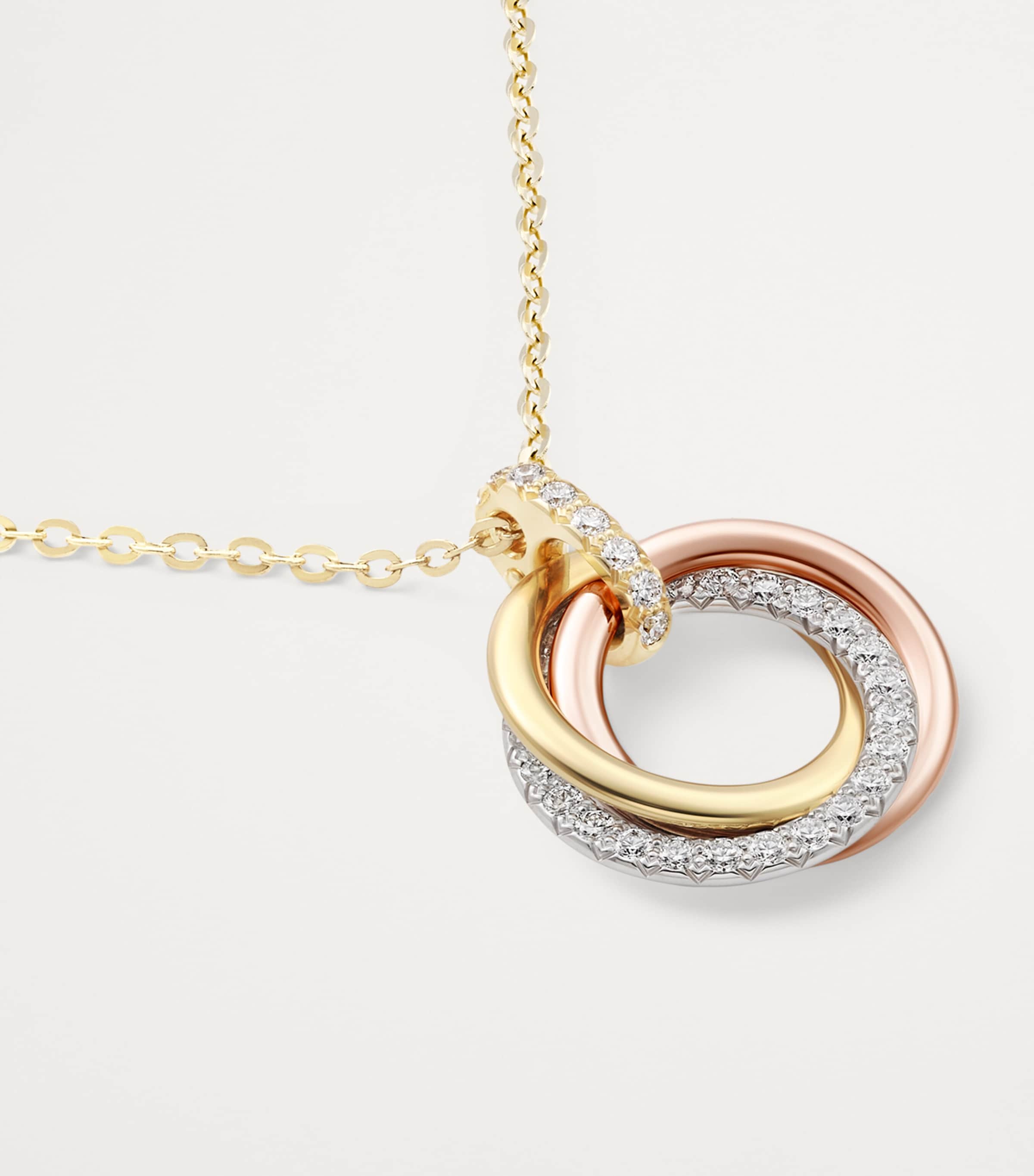 Mixed Gold and Diamond Trinity Necklace MIXED GOLD Image 3