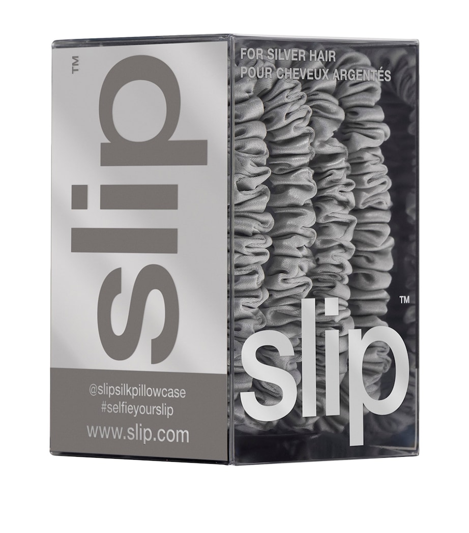 Pure Silk Skinny Scrunchies (Set of 4) SILVER Image 3