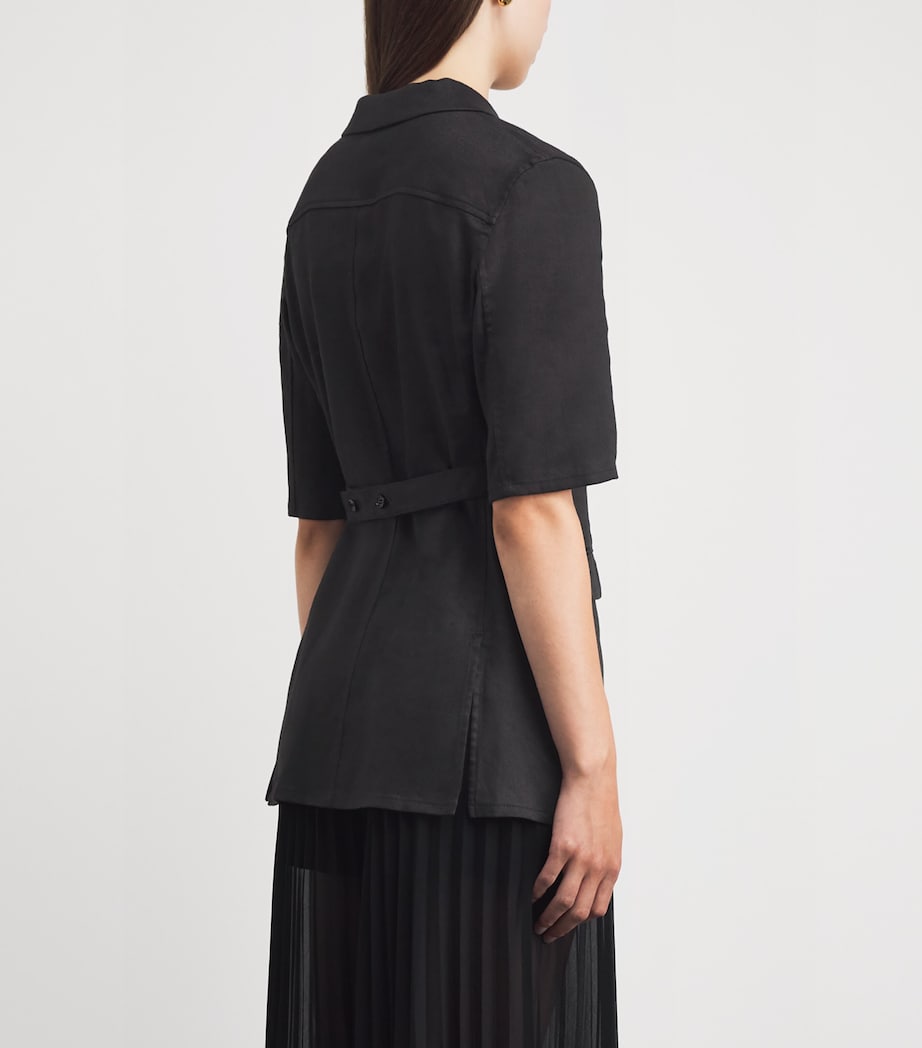 Theory Womens Linen-Blend Blazer Black Image 5