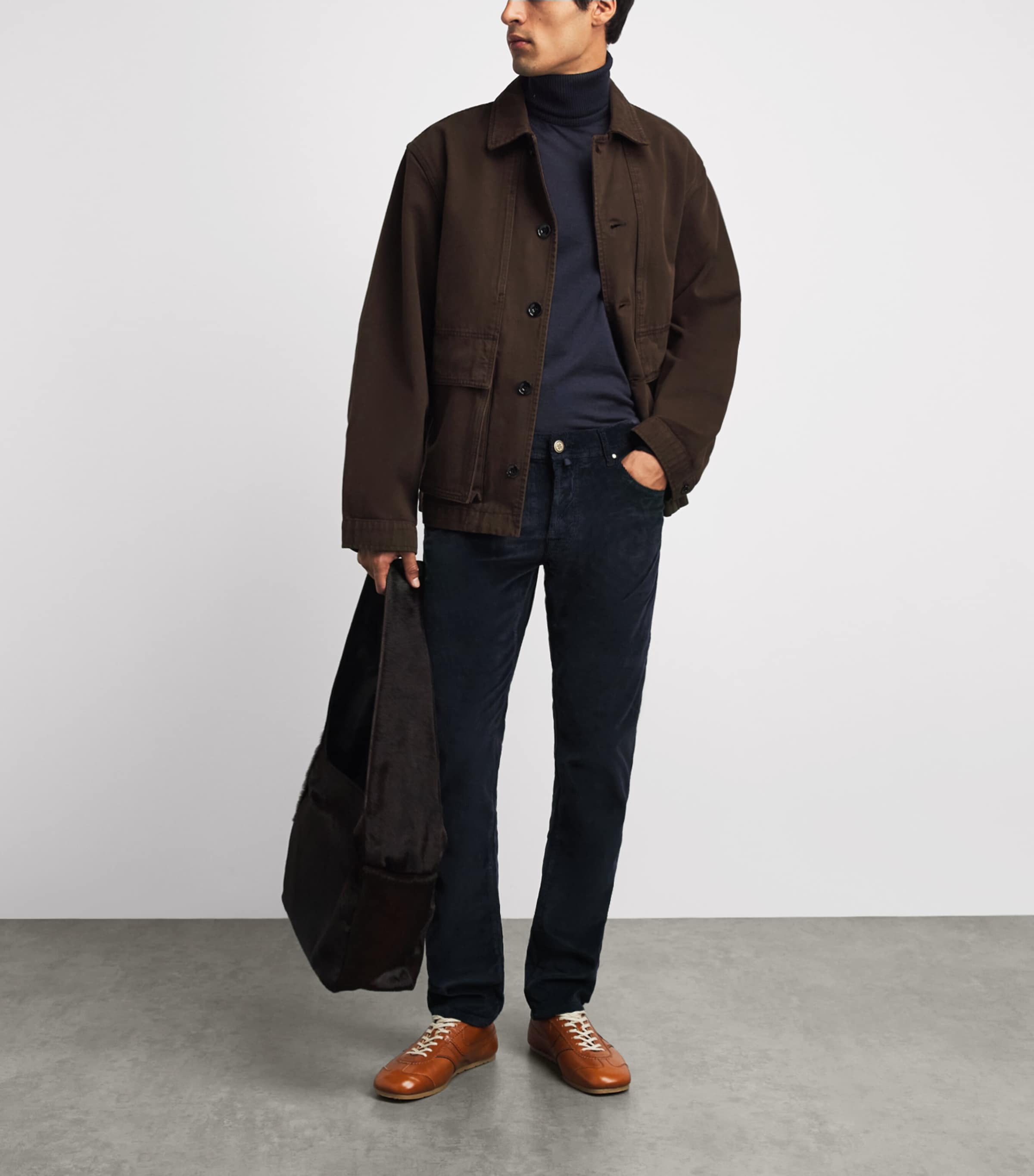 Jacob Cohën Mens Wool-Silk Rollneck Jumper Navy Blue Image 2