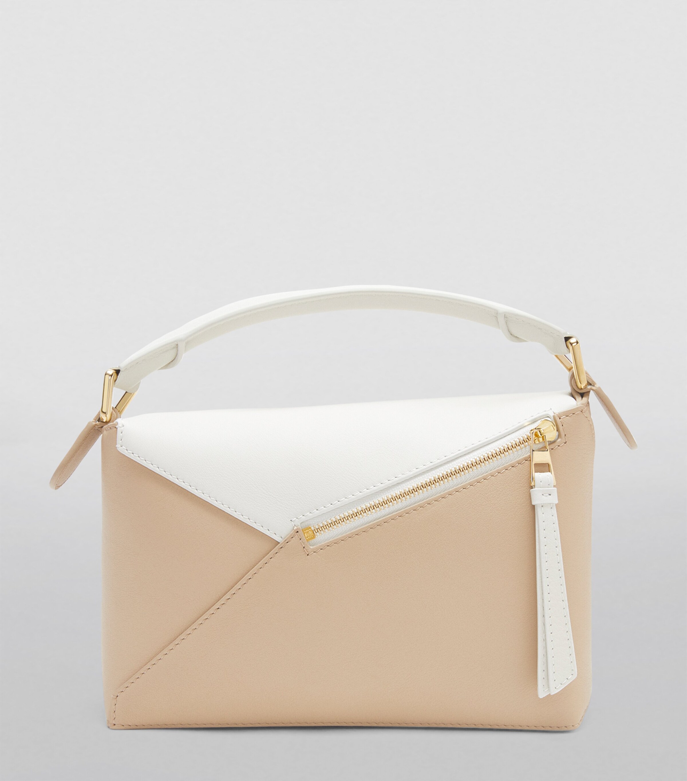 LOEWE Small Leather Puzzle Top-Handle Bag Soft White/paper Image 4