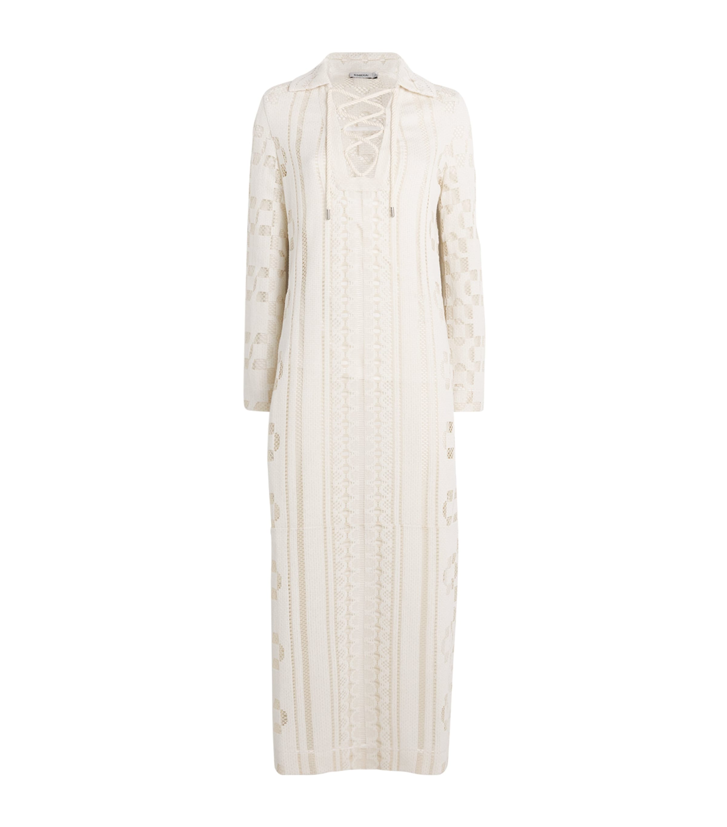 Simkhai Lace-up Wiliama Maxi Dress In White