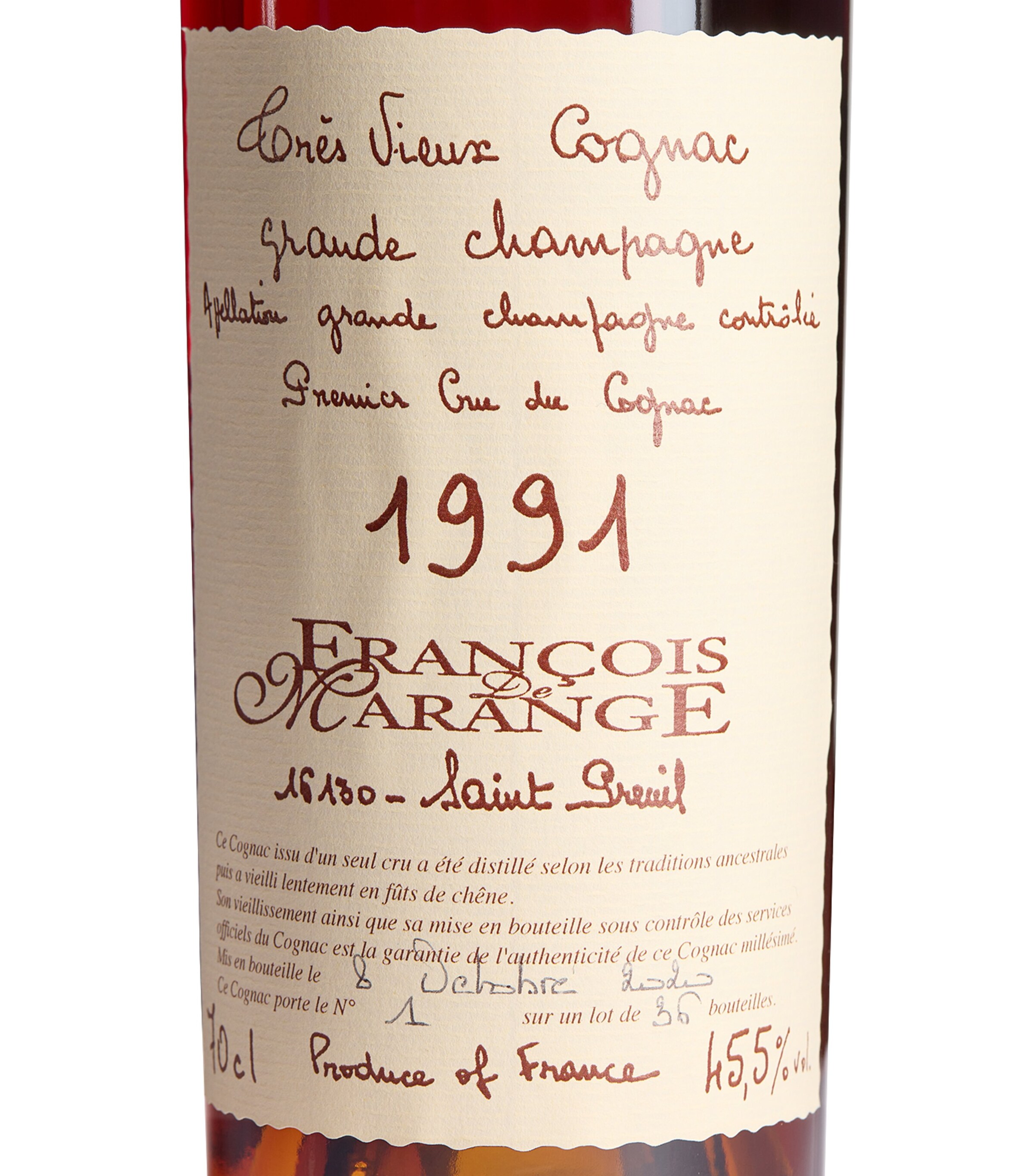 Bouju Francois de Marange Vintage Grande Champagne Cognac 1991 (70cl) - Cognac, France Image 3