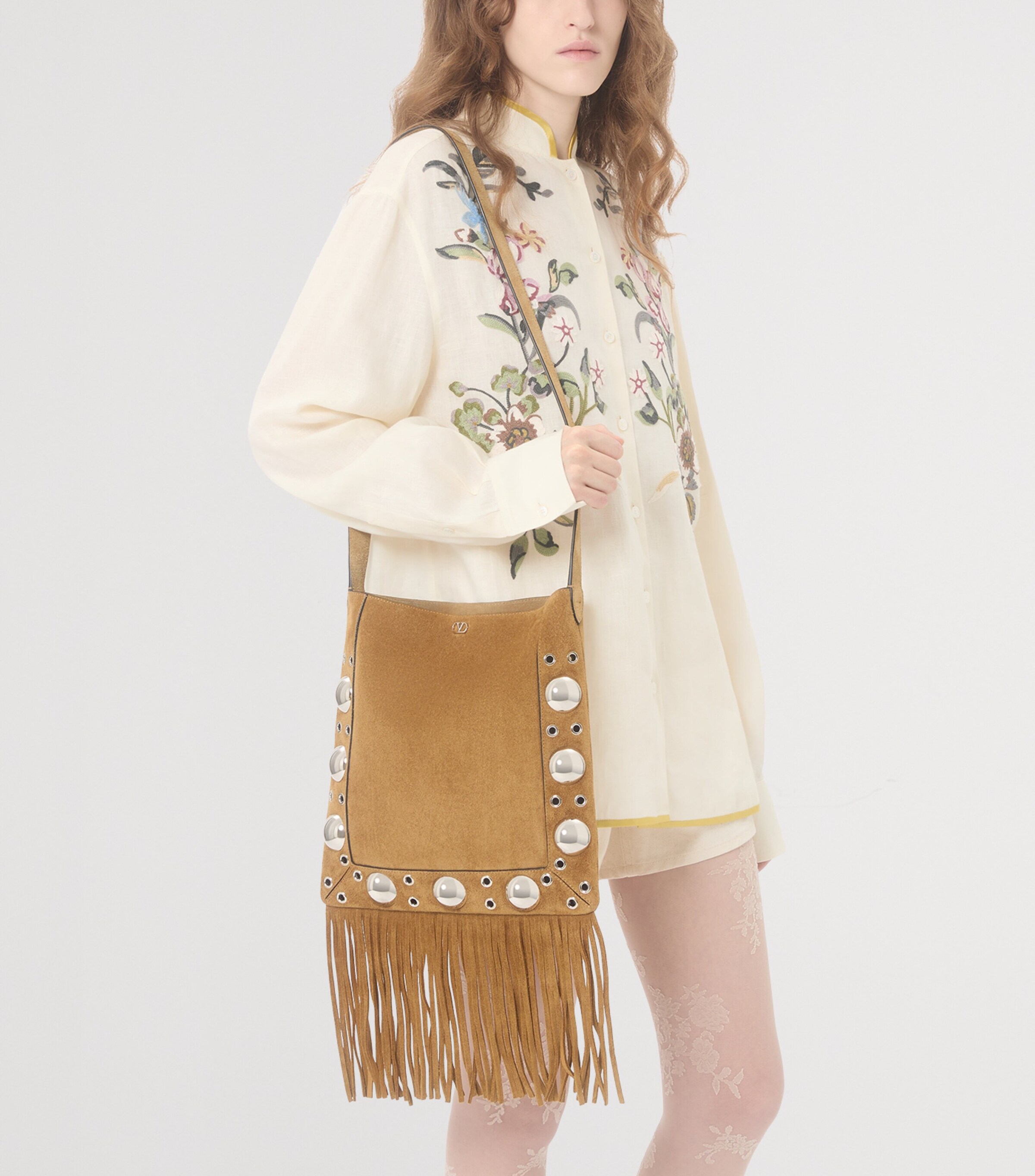 Valentino Womens Linen Floral-Embroidered Shirt Image 6
