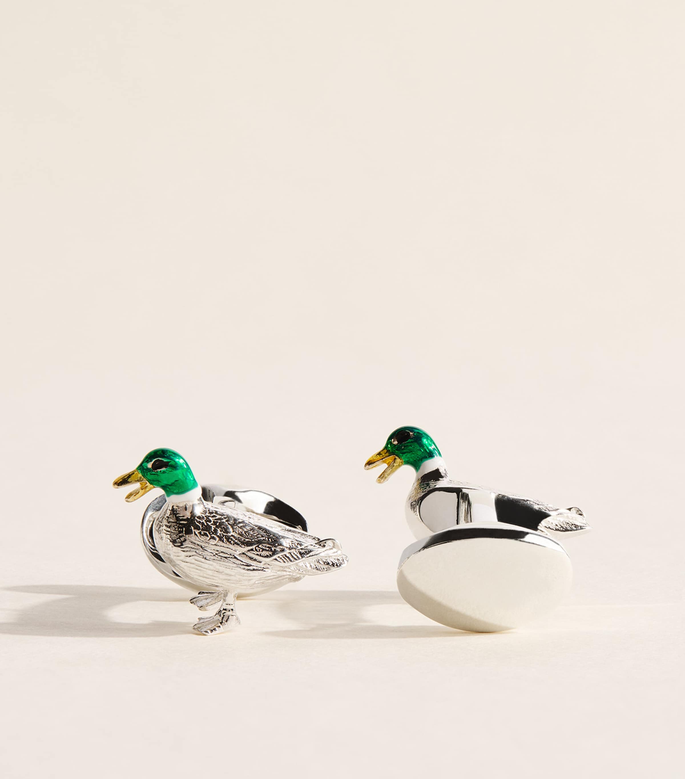 Deakin & Francis Sterling Silver and Enamel Duck Cufflinks Silver Image 1