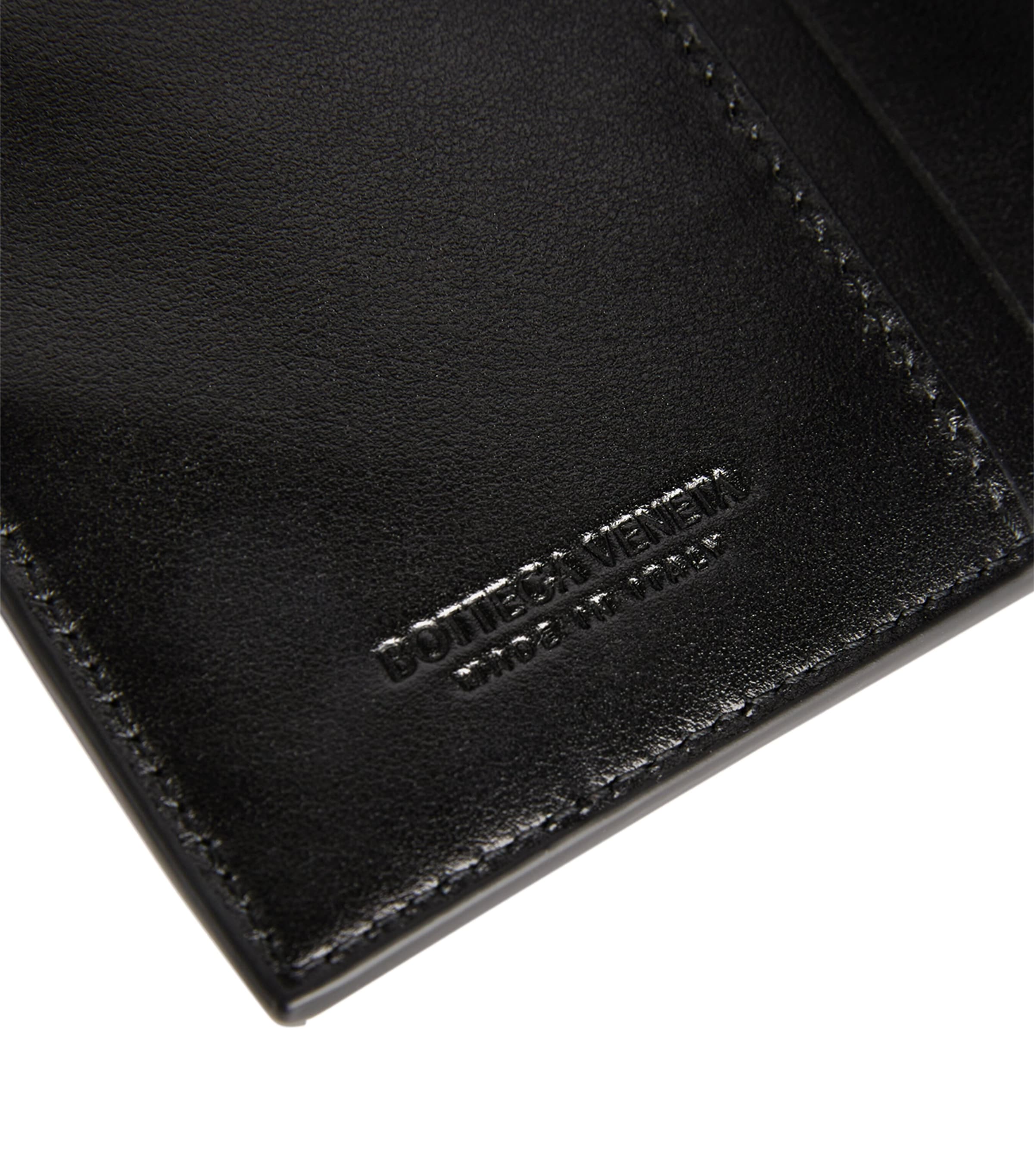 Leather Intreccio Bifold Wallet BLACK-GOLD Image 4