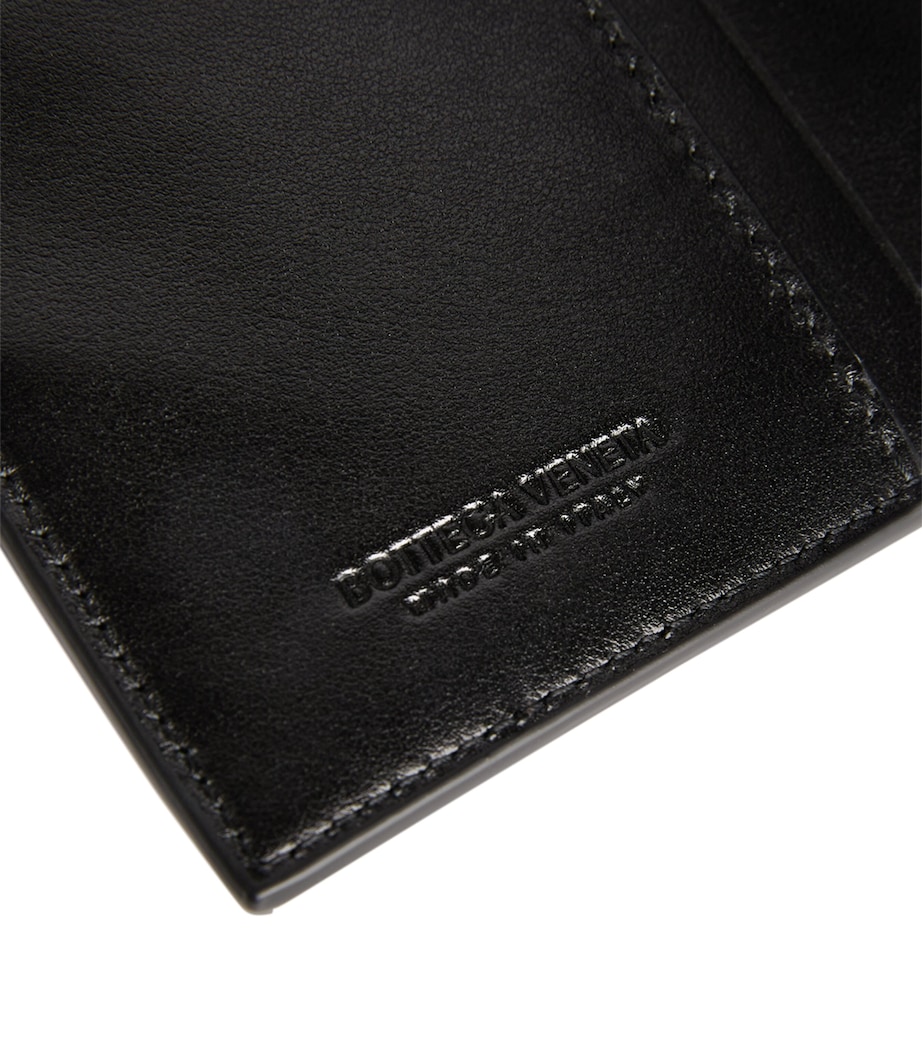 Leather Intreccio Bifold Wallet BLACK-GOLD Image 4