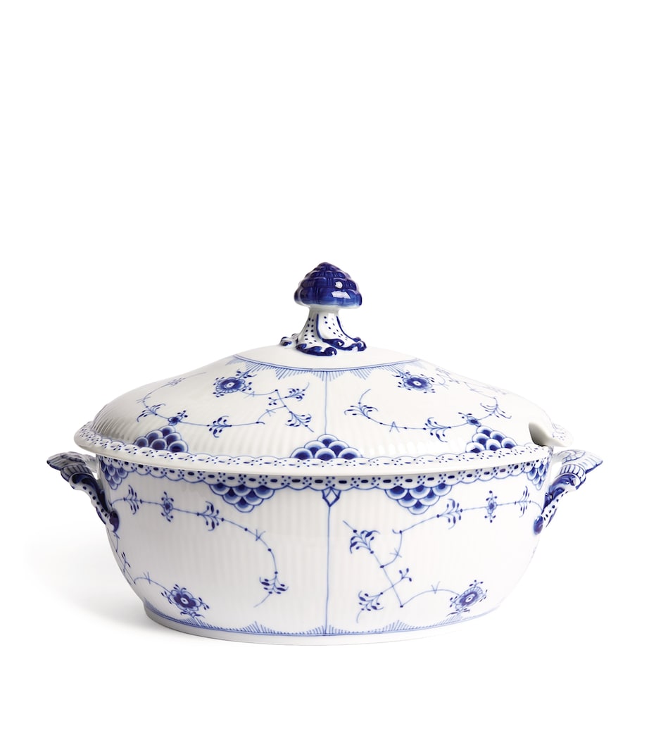 Blue Fluted Half Lace Tureen (32.5cm) BLUE Image 1