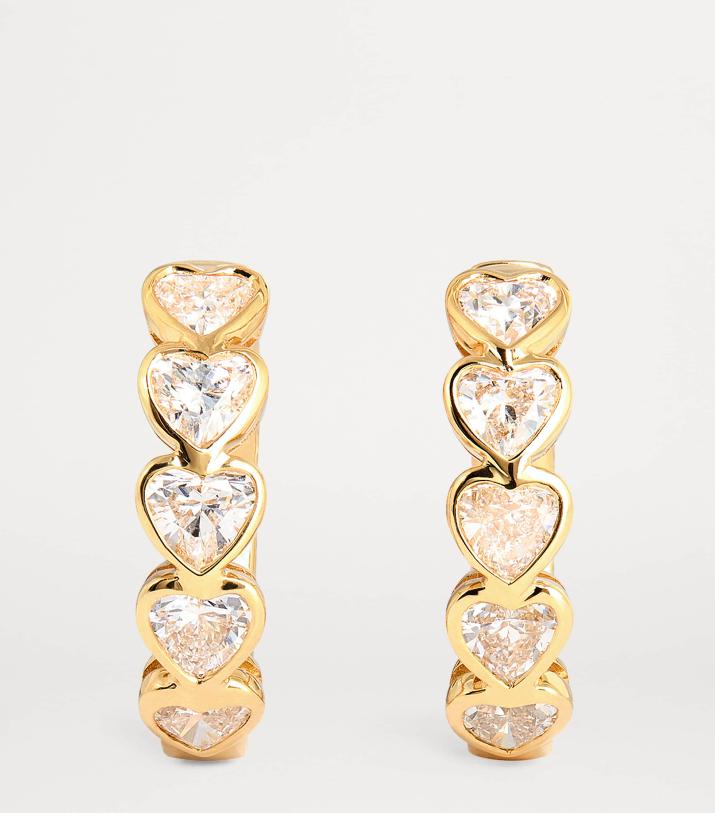 Anita Ko Medium Yellow Gold and Diamond Heart Hoop Earrings Yellow Gold Image 3