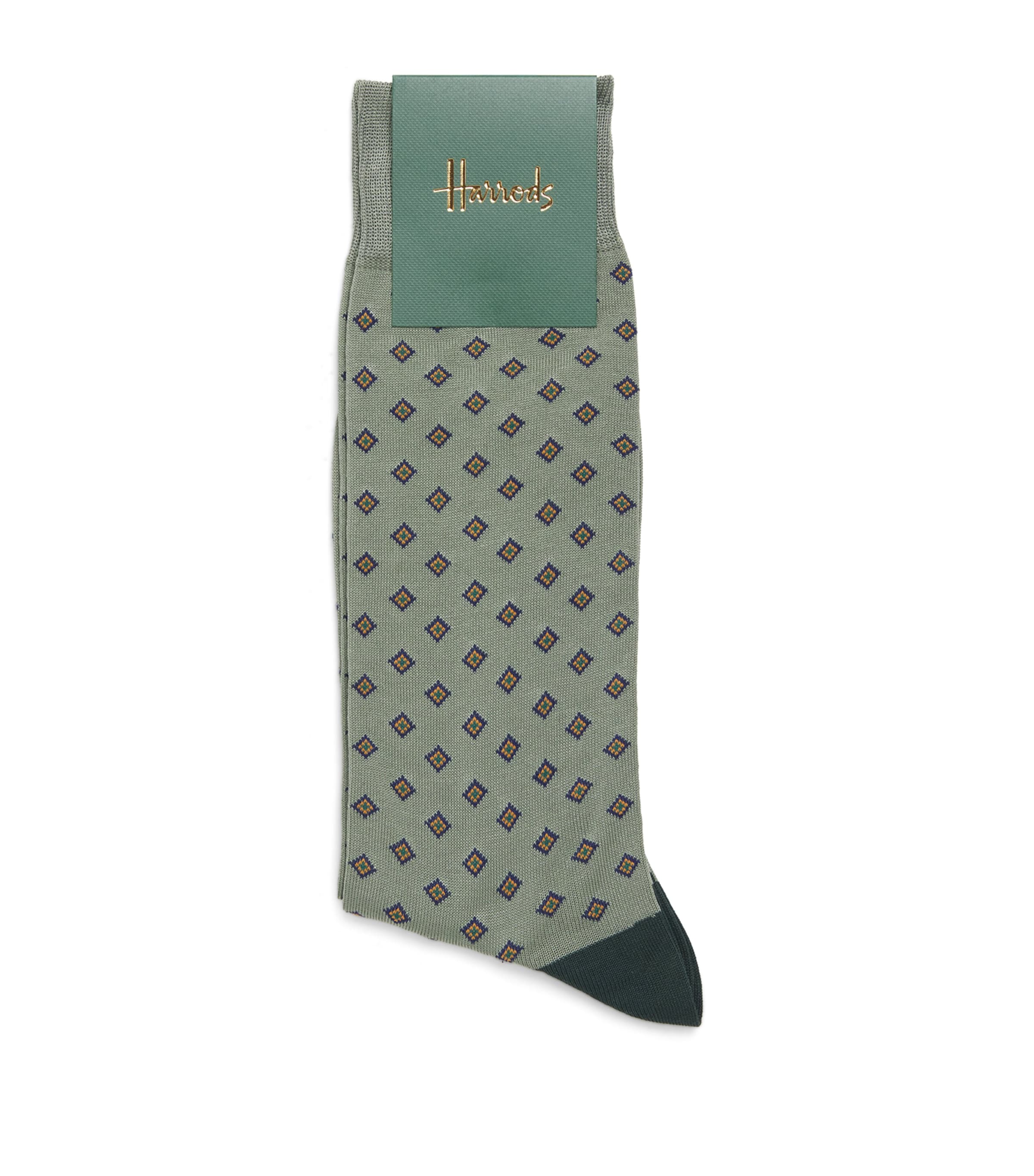 Cotton-Blend Diamond Socks GREEN Image 1