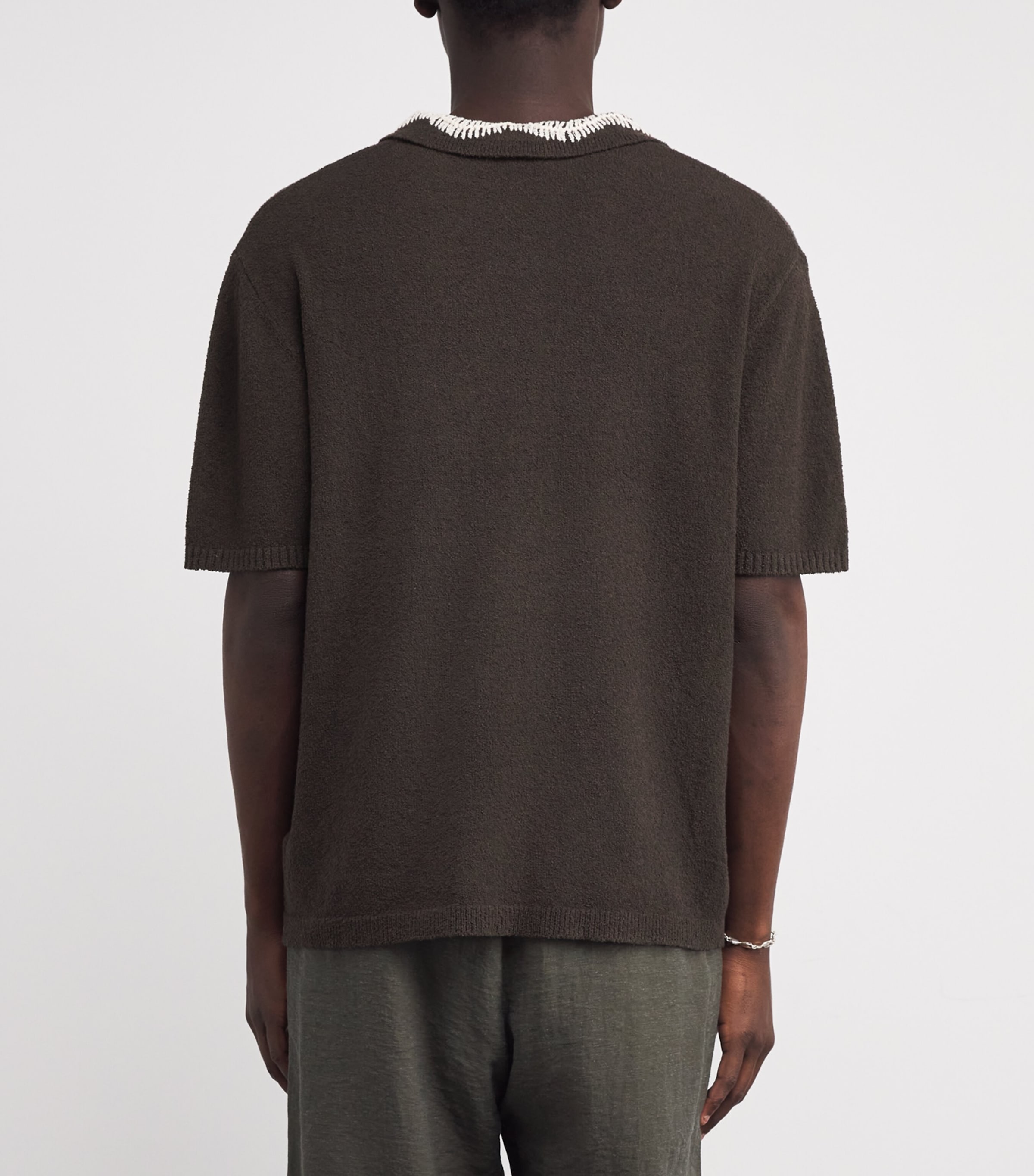 Crochet-Detail Polo Shirt BROWN Image 4