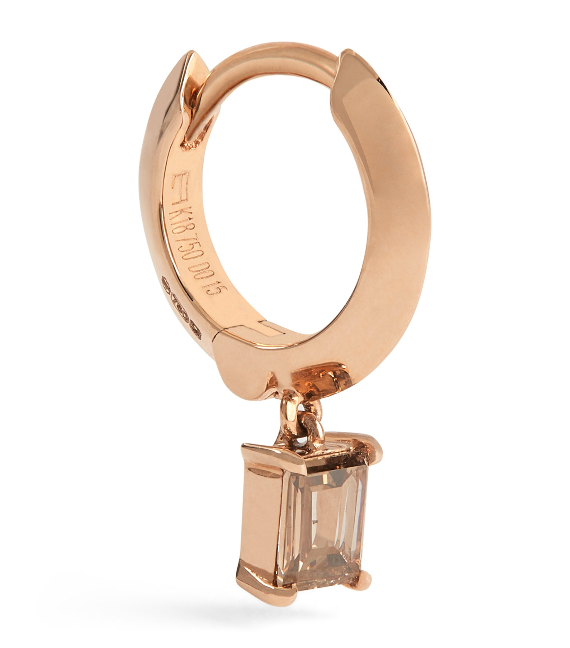 Eva Fehren Rose Gold and Diamond Prism Single Bevelled Hoop Earring Rose Gold Image 1