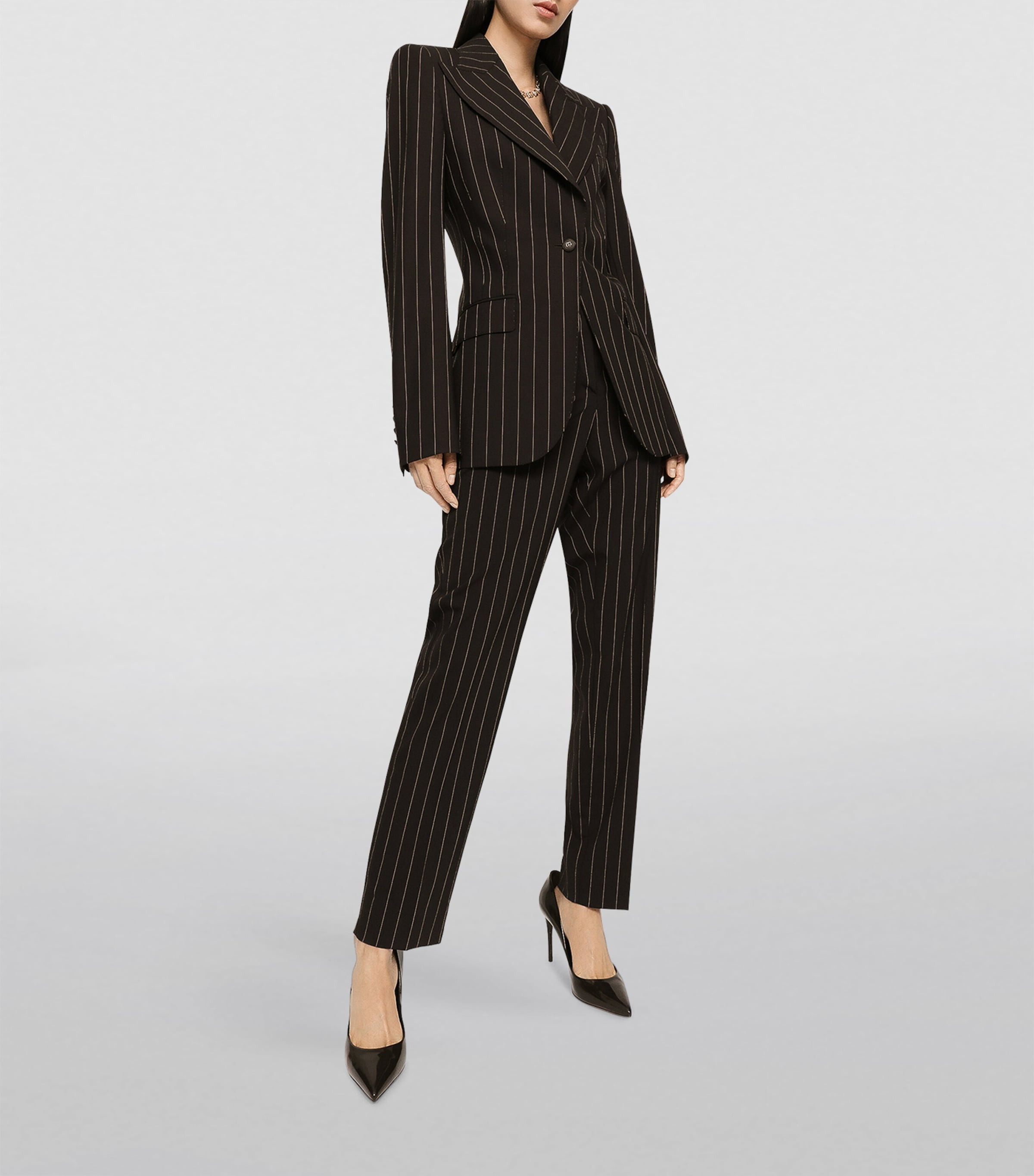 Wool Pinstripe Tailored Trousers S8053-STRIPED Image 4