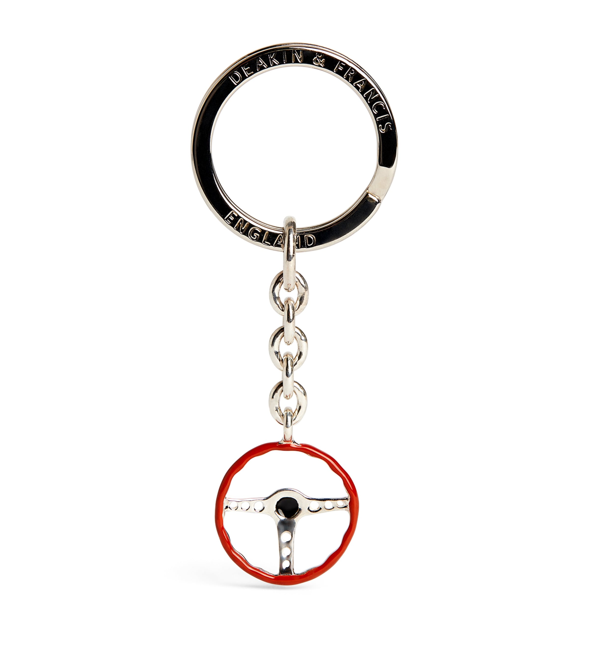 Deakin & Francis Sterling Silver Steering Wheel Keyring In Silver