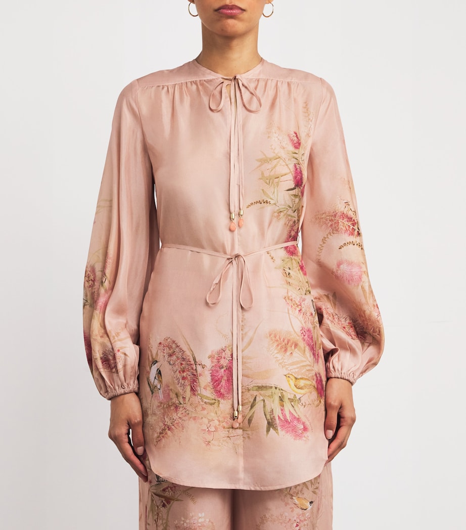 Silk Cascadian Tunic Top PNKBOTFLO PINK B/F Image 3