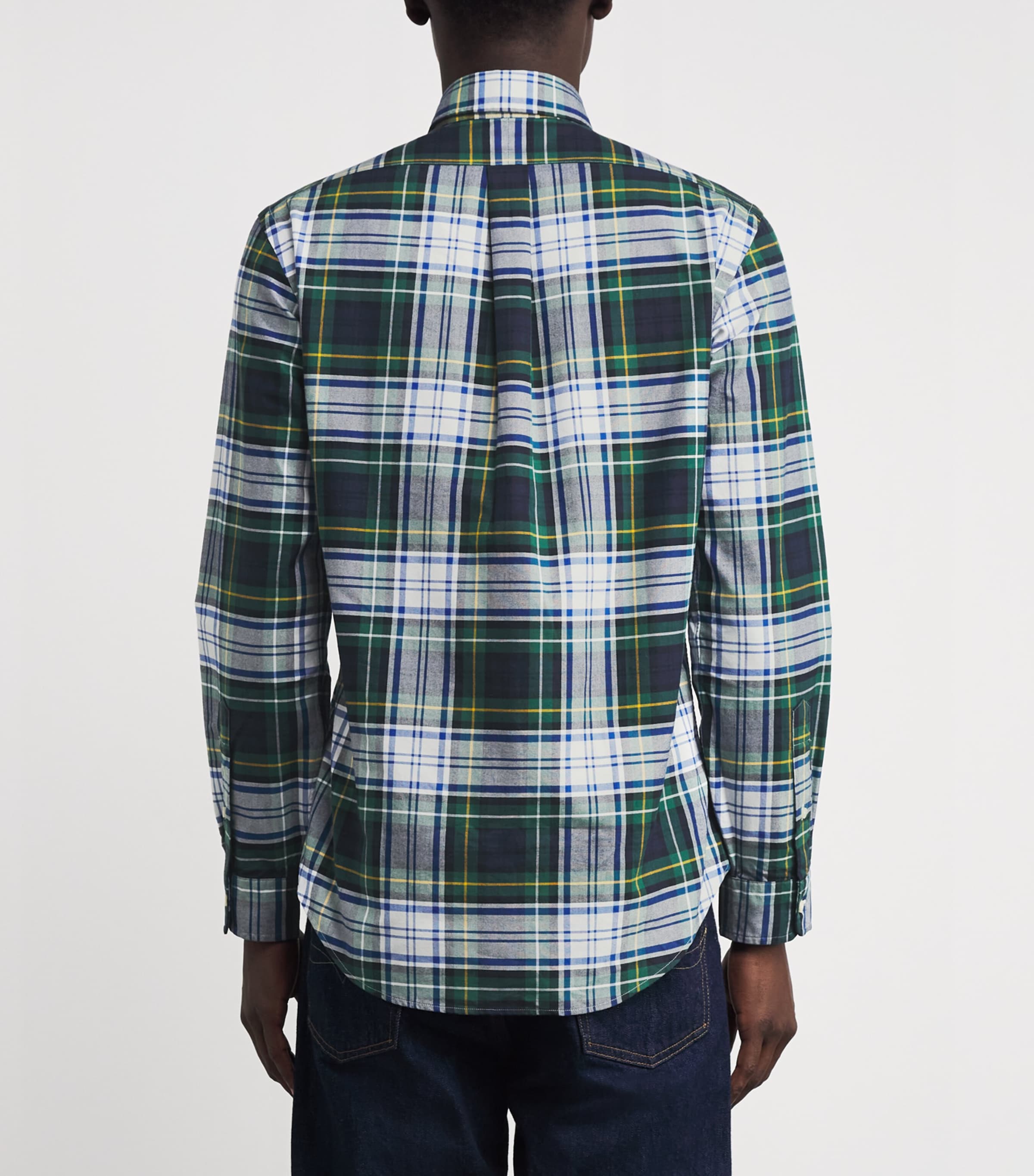 Cotton Plaid Custom Fit Oxford Shirt MULTI Image 4