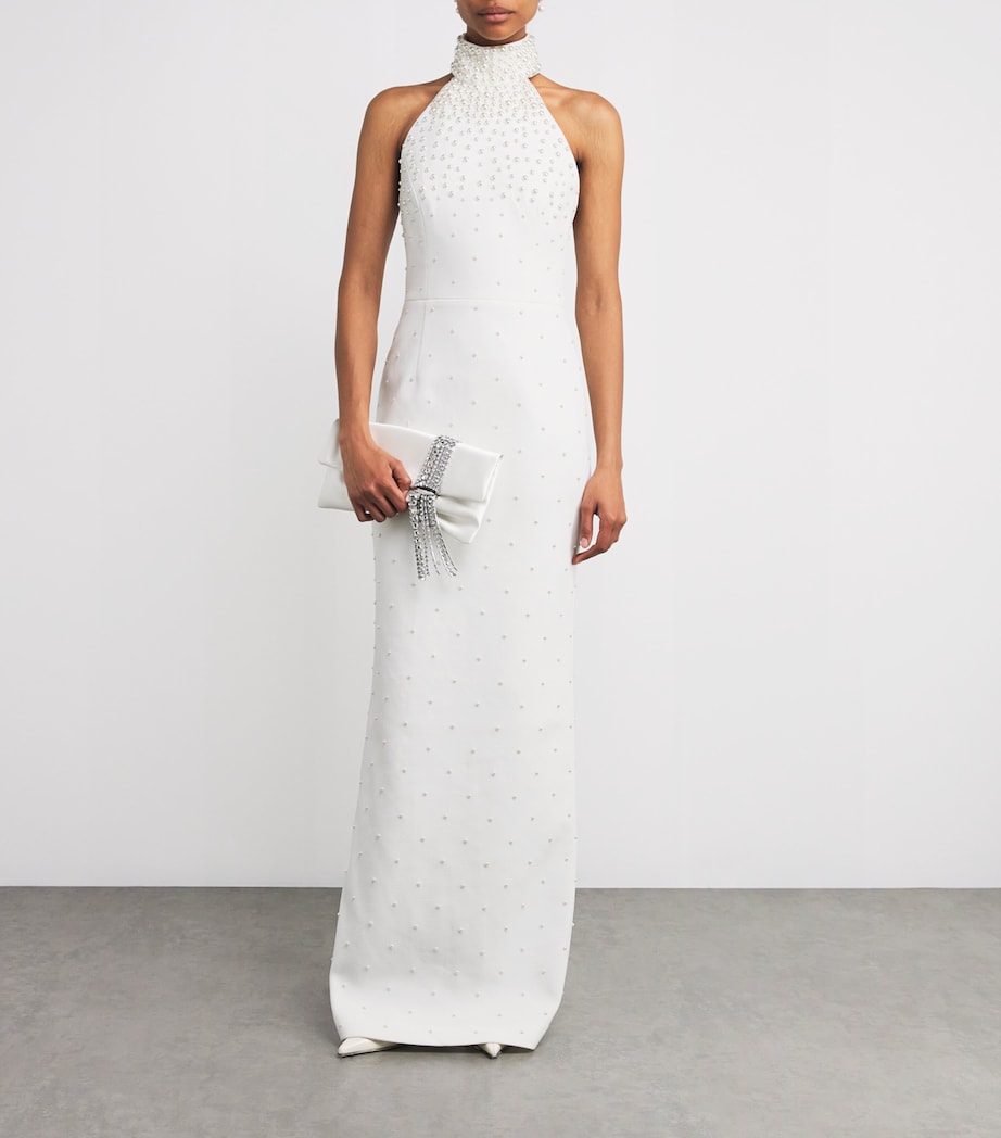 Crêpe Faux Pearl-Embellished La Peregrina Gown IVORY Image 2