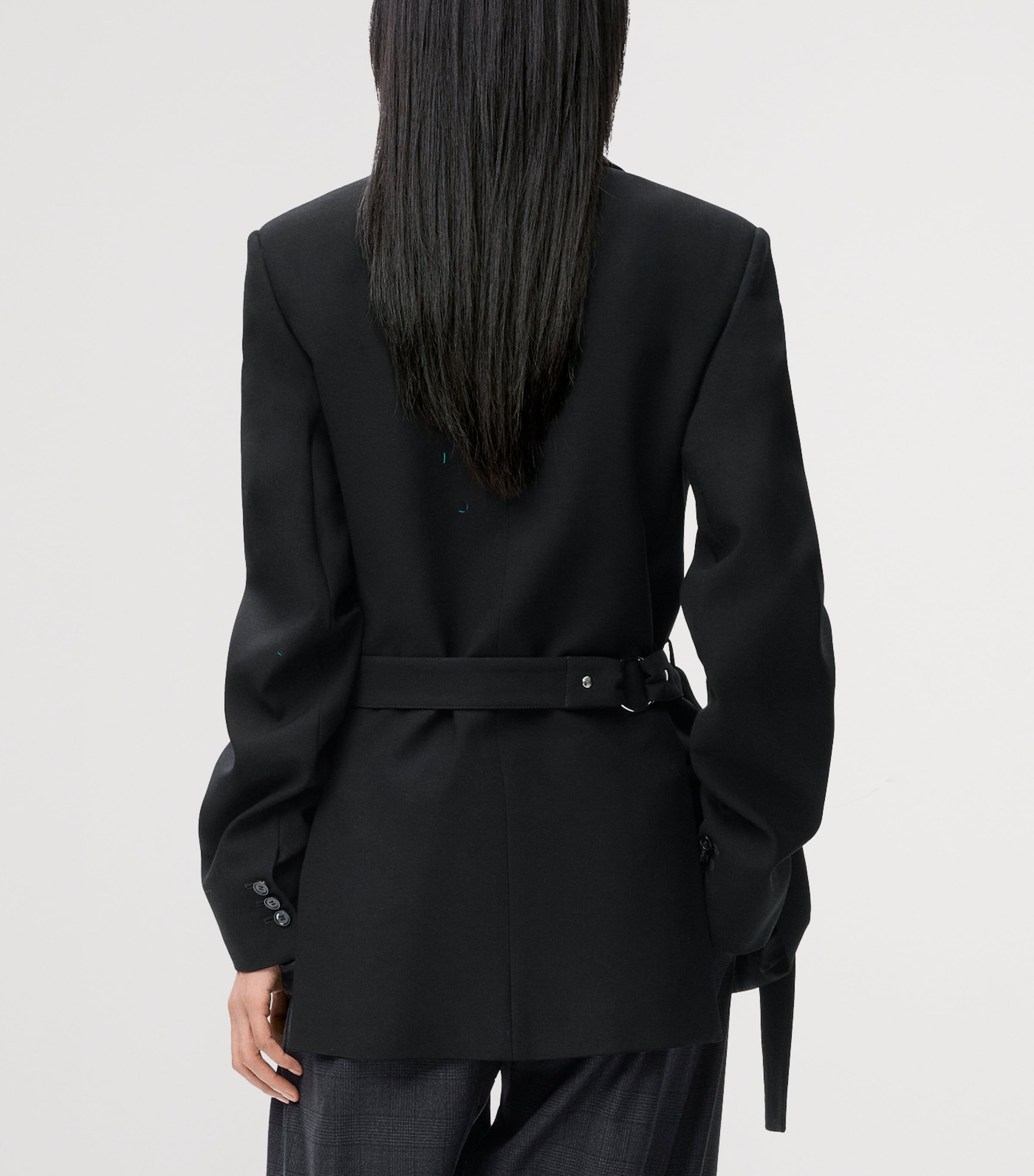 Wool Draped Blazer BLACK Image 4
