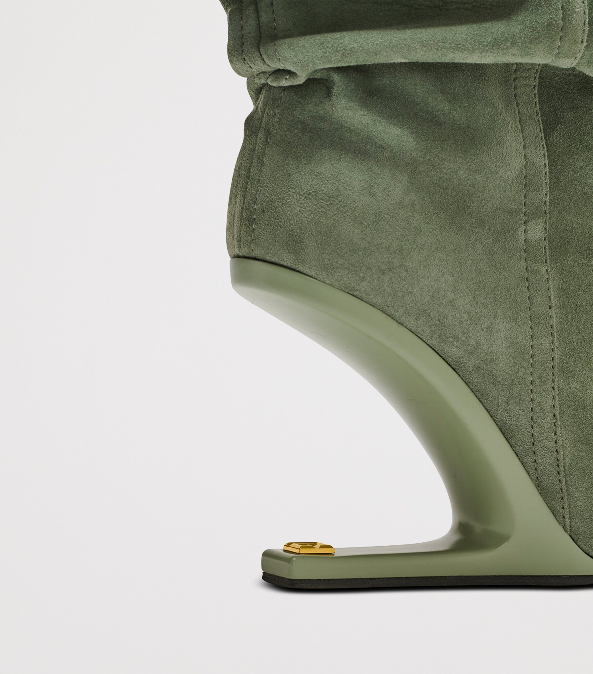 Balmain Suede No Wedge Ankle Boots 95 Faded Green Image 6
