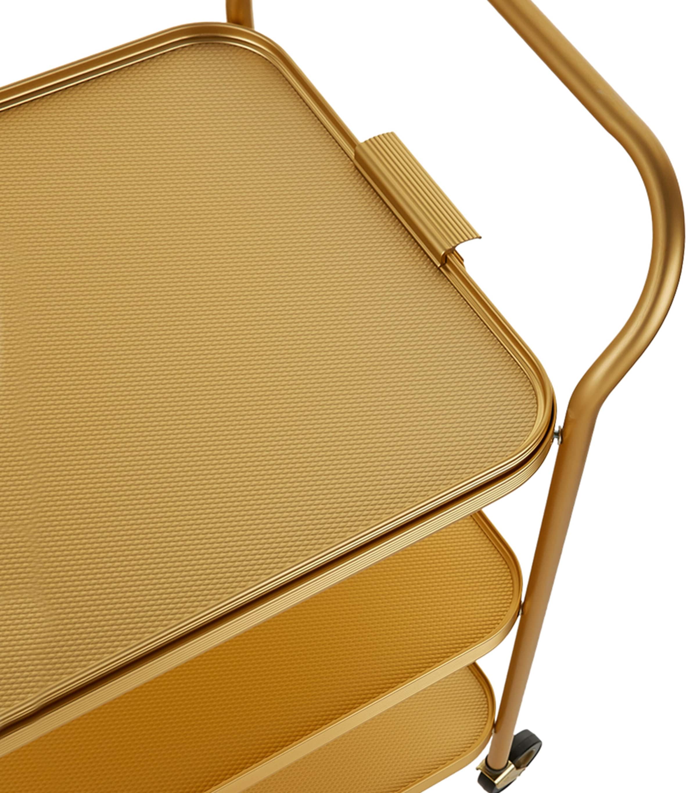Kaymet Aluminium Diamond-Embossed Three-Tiered Trolley Gold Image 2