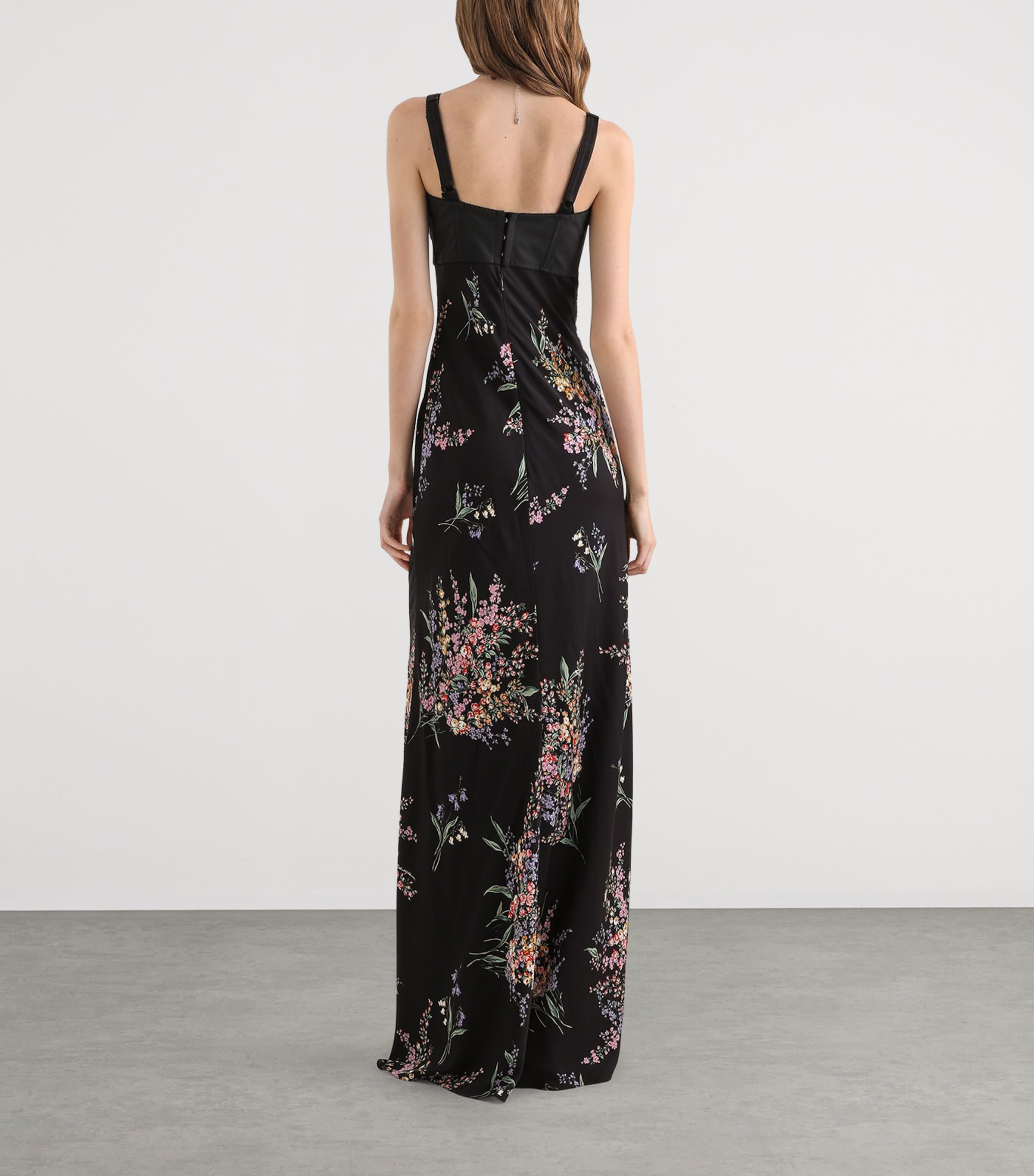 Dolce&Gabbana Womens Silk-Blend Floral Maxi Dress Mazz Image 3