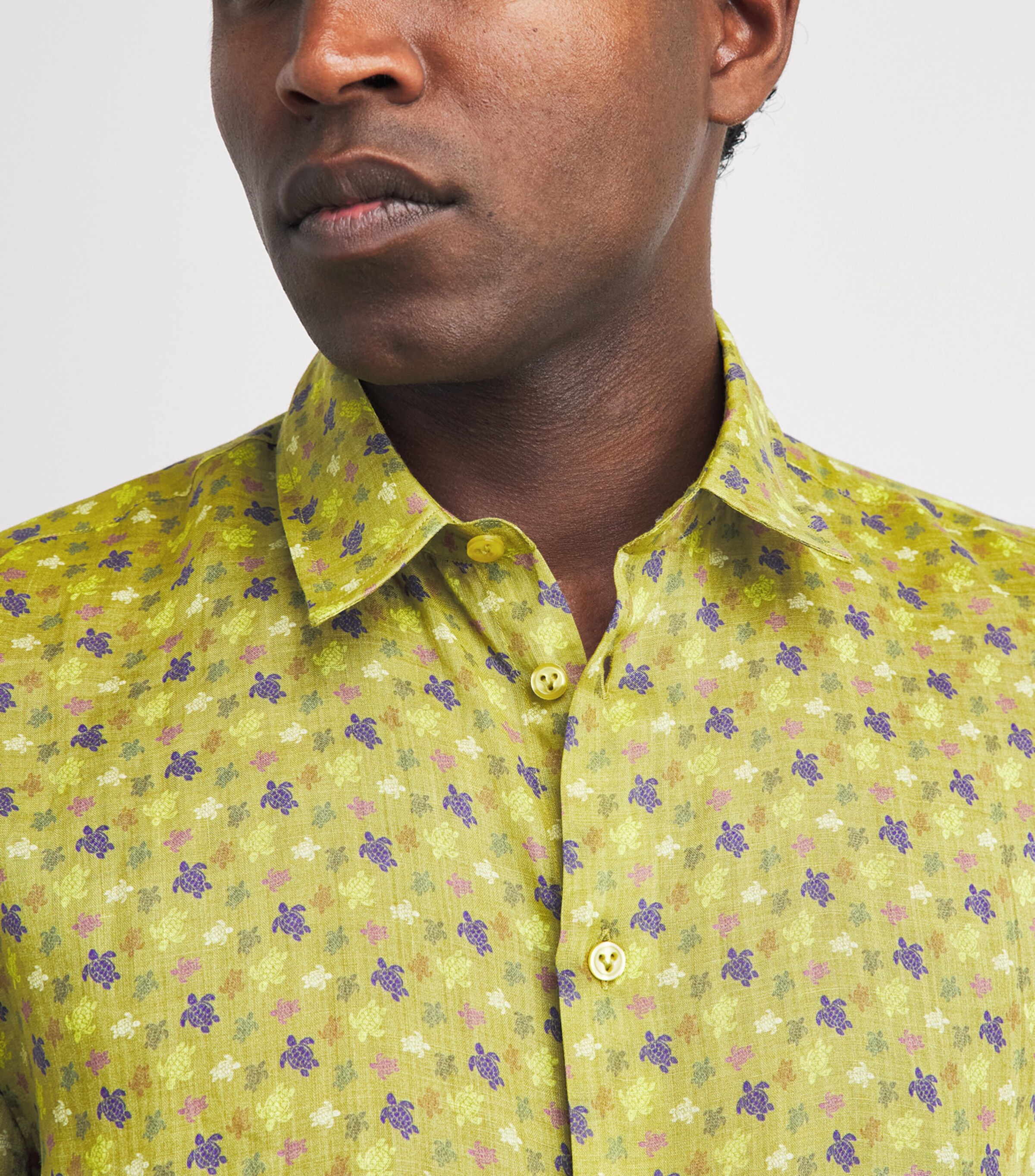 Vilebrequin Mens Ramie Turtle Print Shirt Absinthe Image 3