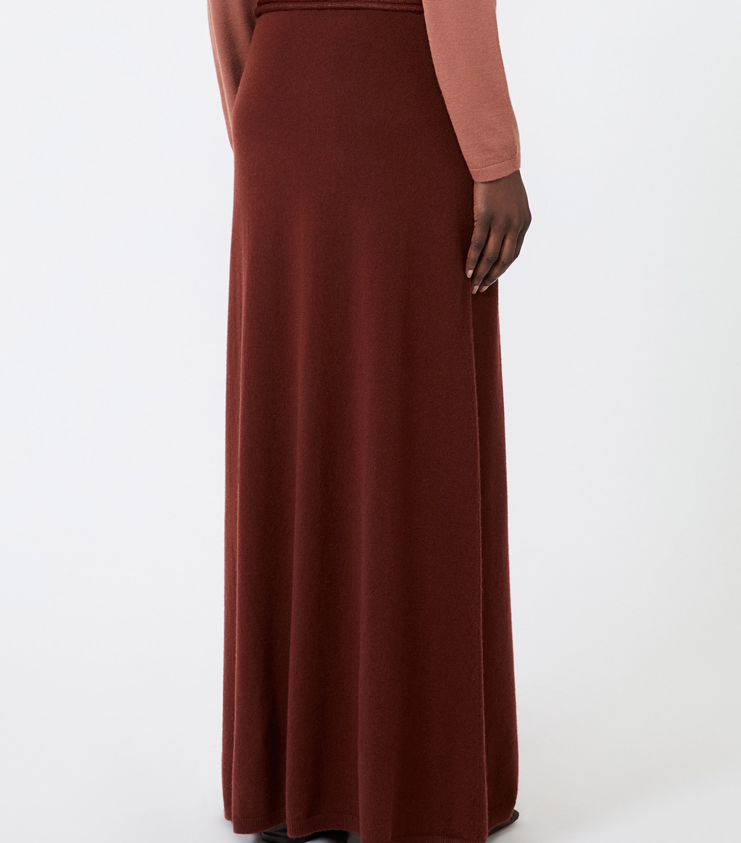 Max Mara Womens Cashmere String-Belt Maxi Skirt Rust Image 4