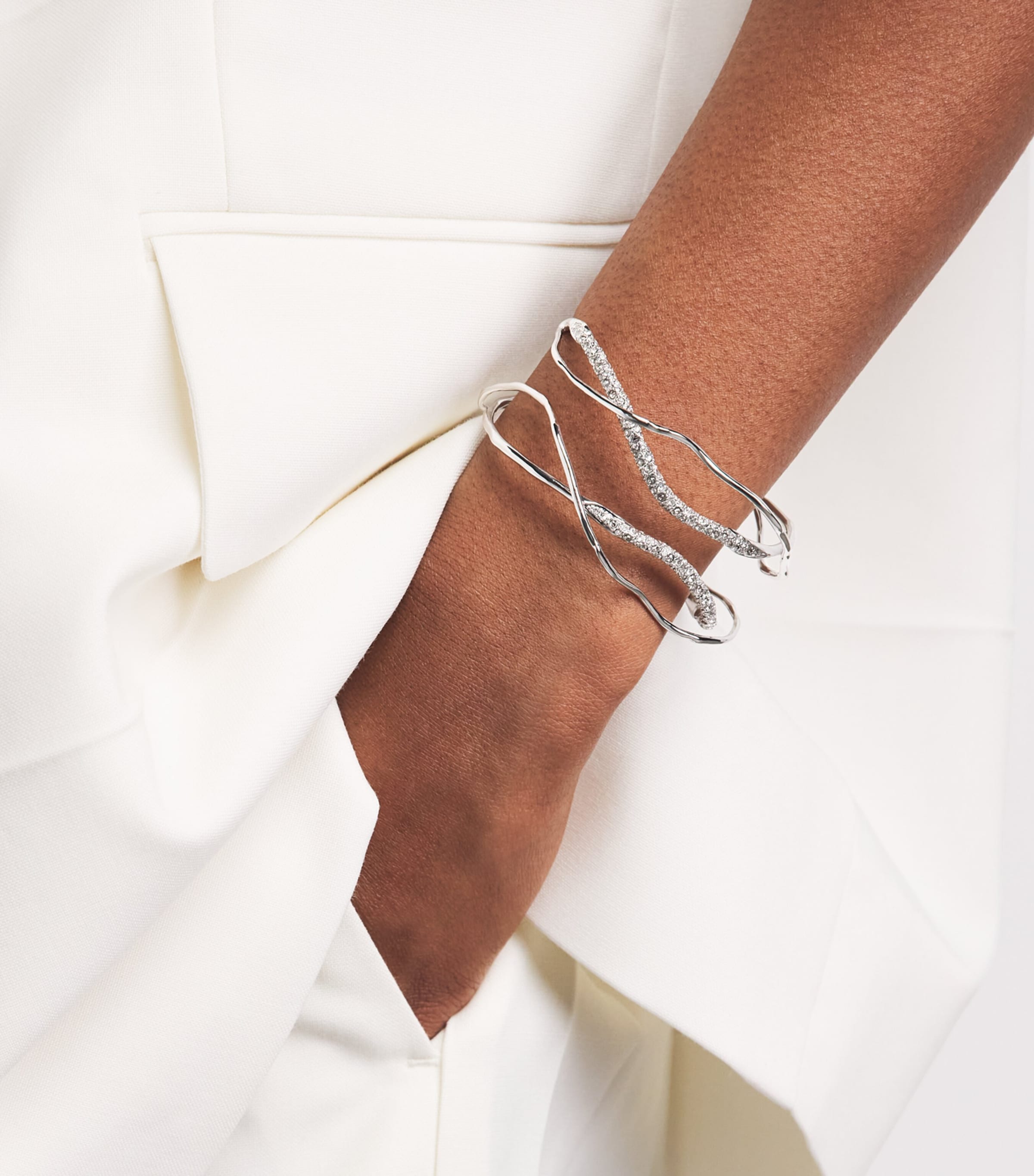 Alexis Bittar Solanales Intertwined Cuff Bracelet Crystals Silver Image 2