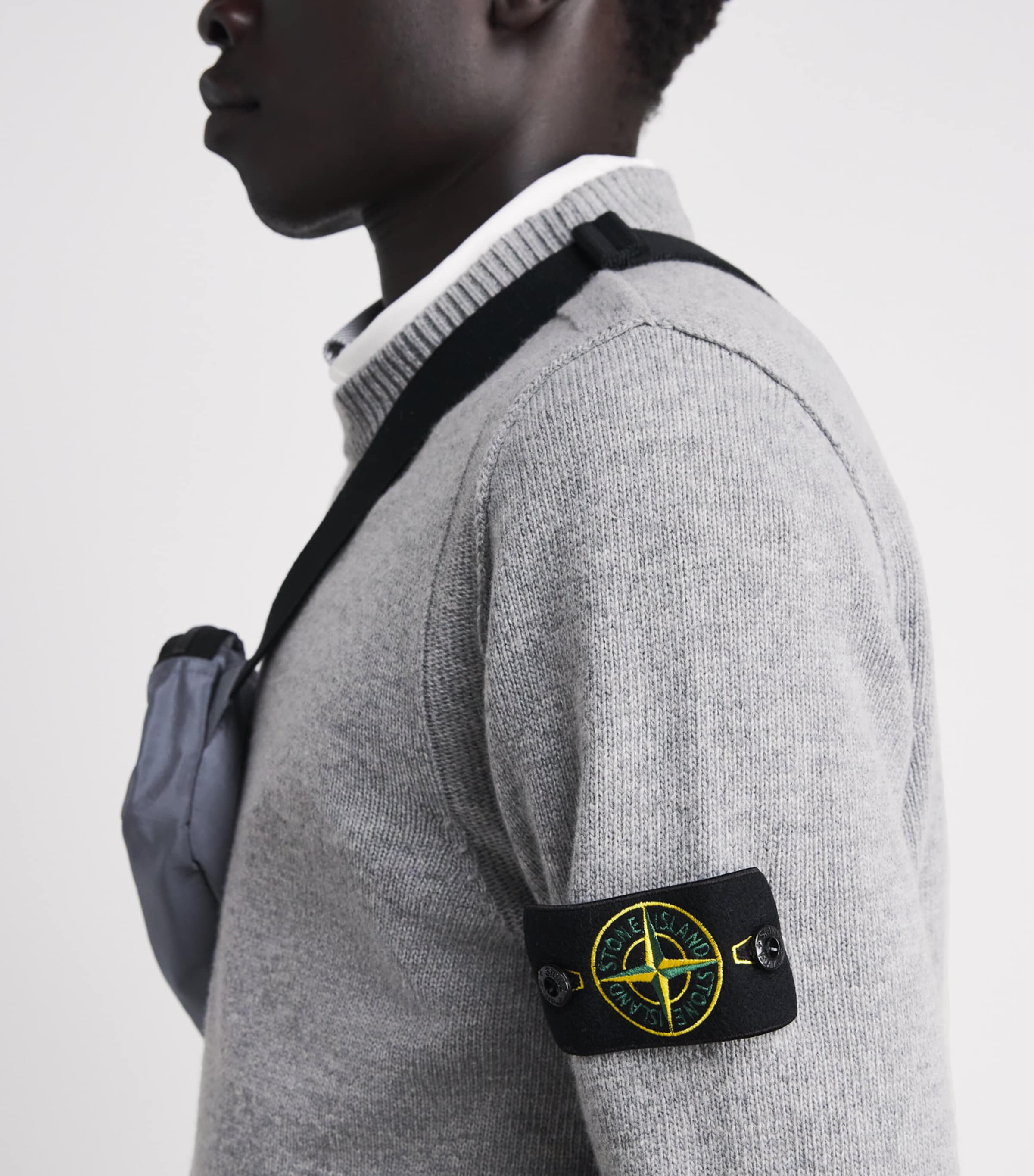 Stone Island Mens Virgin Wool-Blend Compass Sweater Image 3