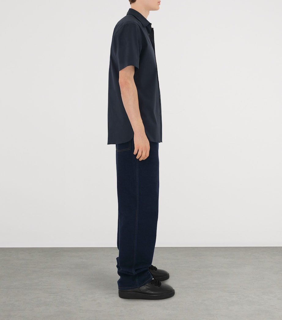 Stretch-Cotton EKD-Embroidered Slim Shirt NAVY Image 3