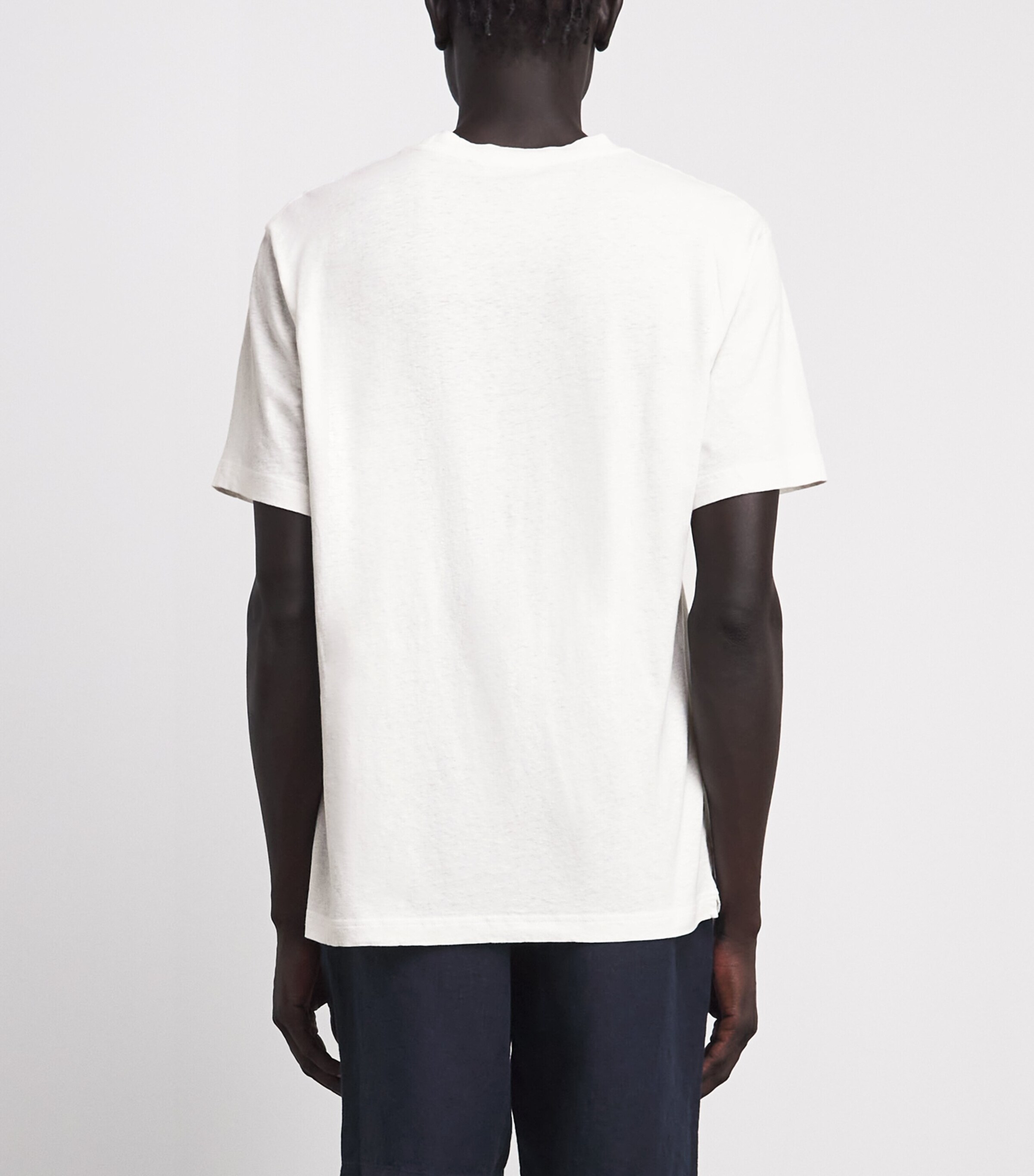 Frescobol Carioca Mens Cotton-Linen Dinis T-Shirt Cream Image 5