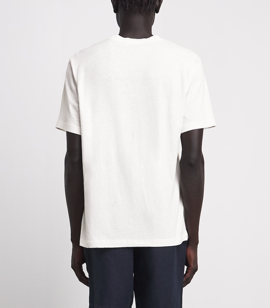 Frescobol Carioca Mens Cotton-Linen Dinis T-Shirt Cream Image 5