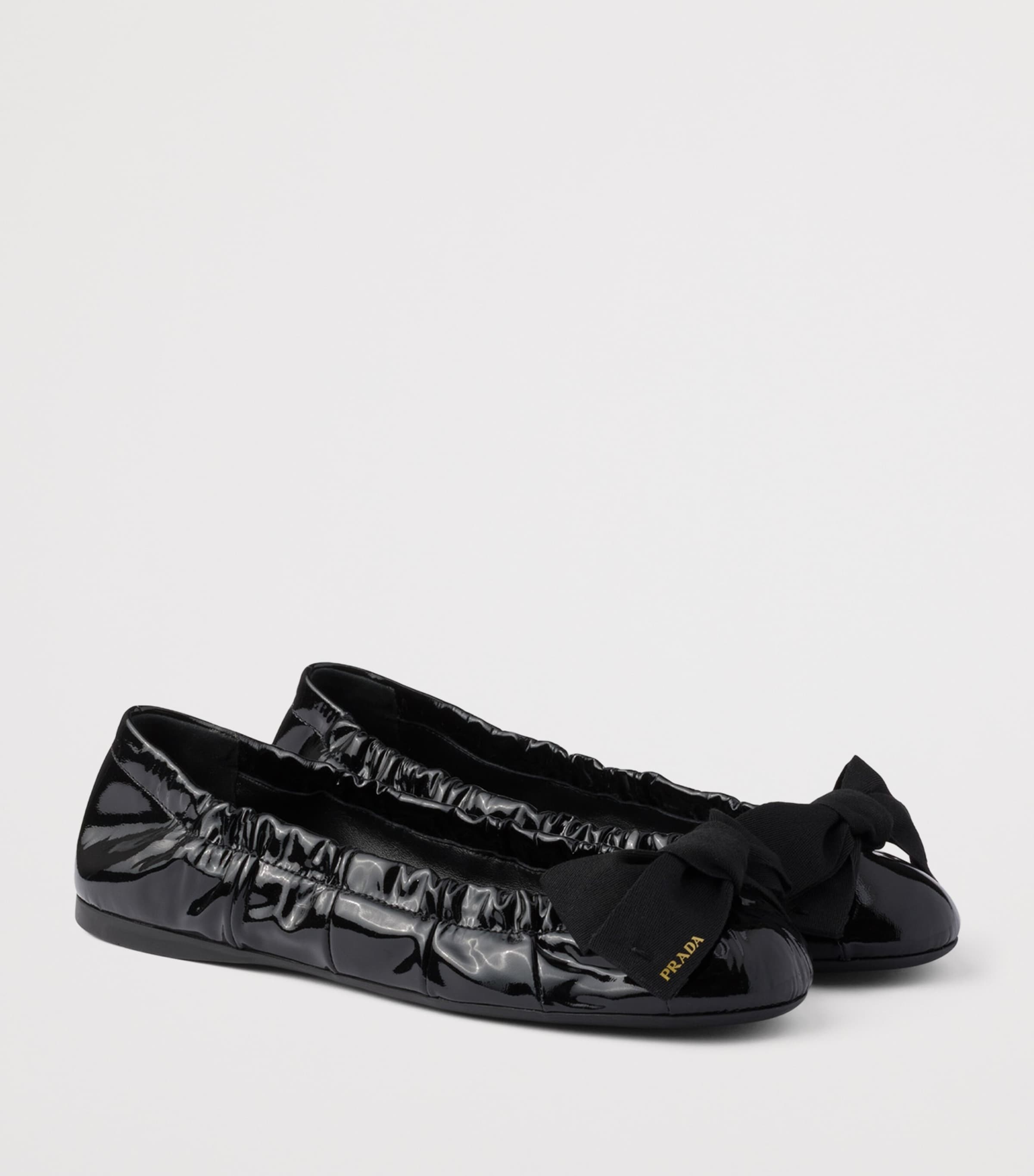 Prada Patent Leather Bow Ballet Flats Black Image 3