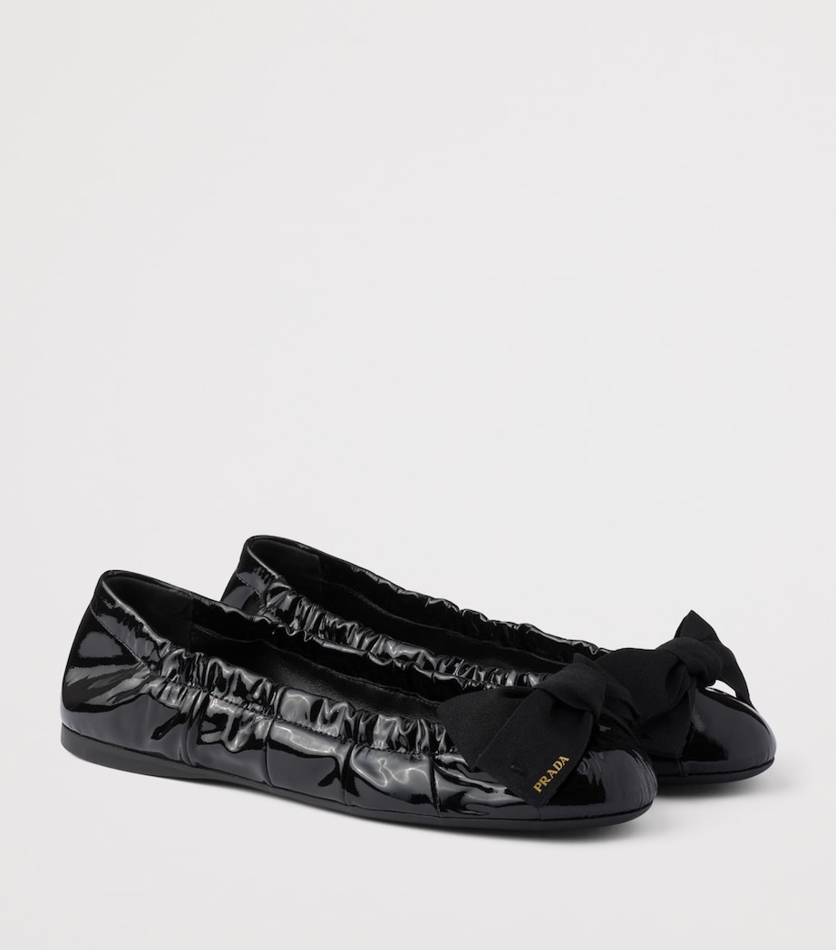 Prada Patent Leather Bow Ballet Flats Black Image 3