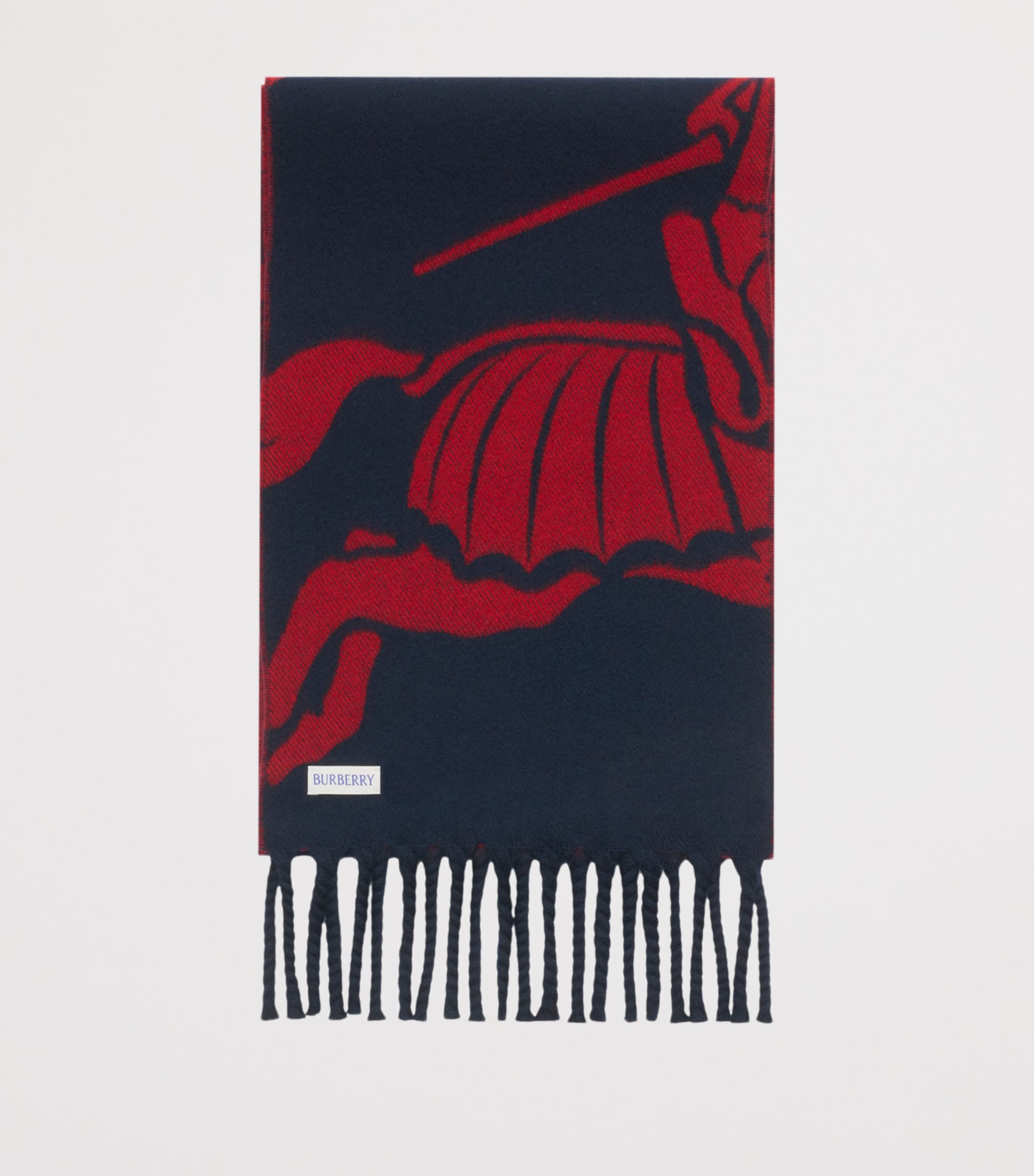 Wool Reversible EKD Tassel Scarf NAVY Image 3