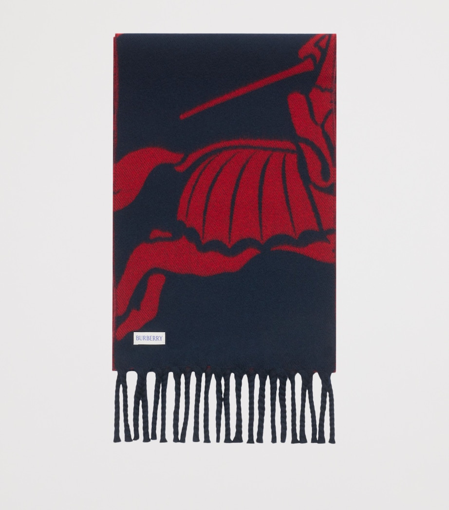 Wool Reversible EKD Tassel Scarf NAVY Image 3