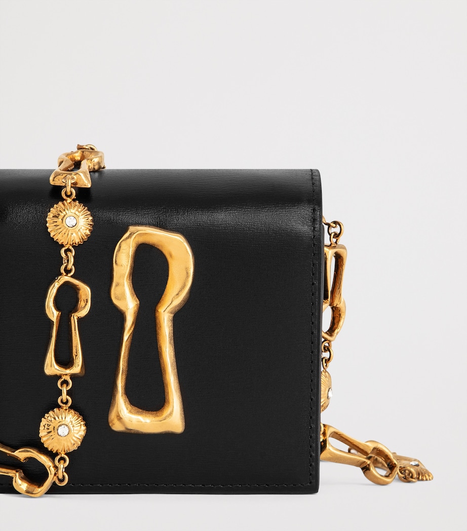 Schiaparelli Mini Leather Keyhole Clutch Bag Black Image 6