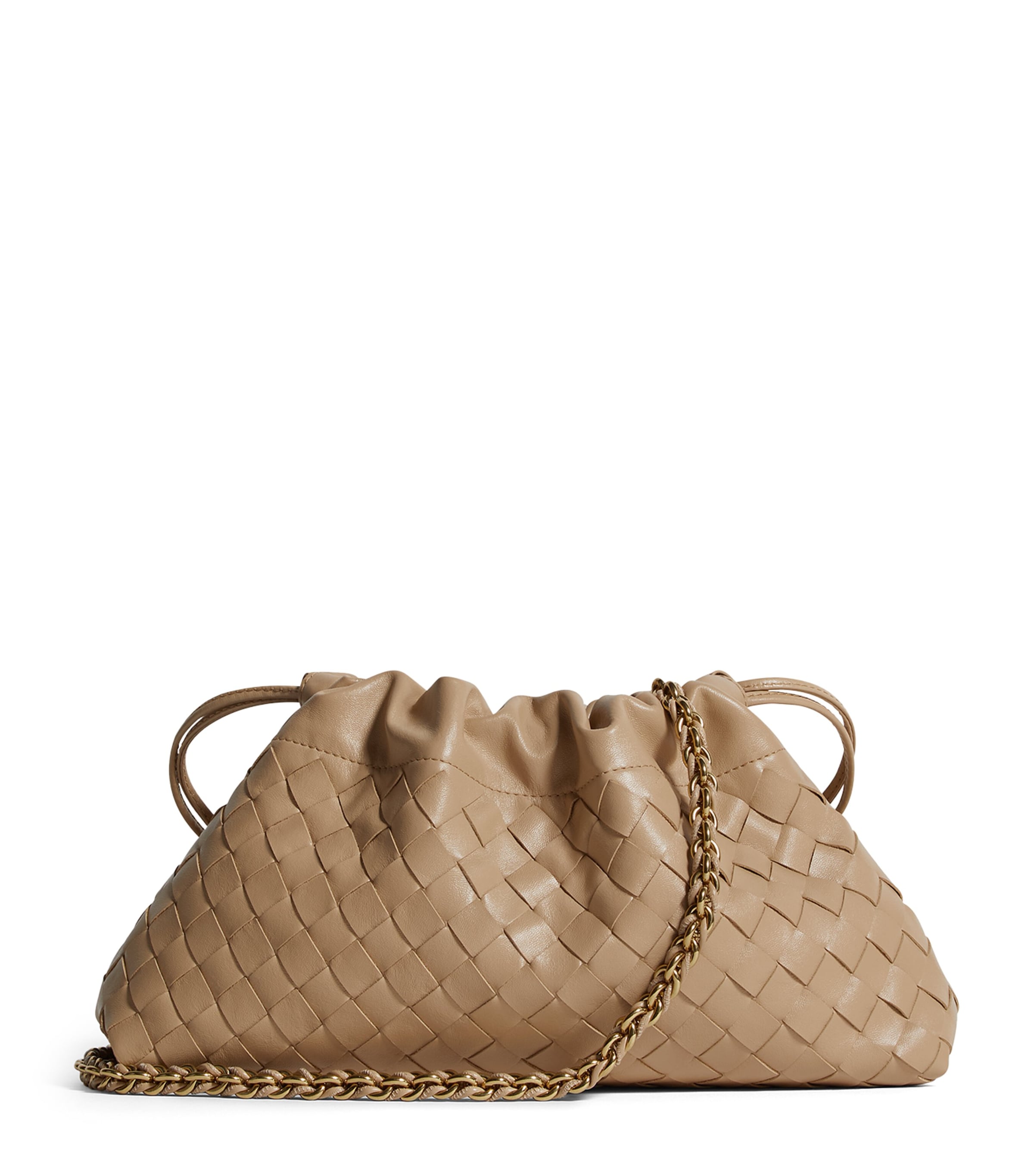 Bottega Veneta Neutral Intrecciato Leather Notte Shoulder Bag