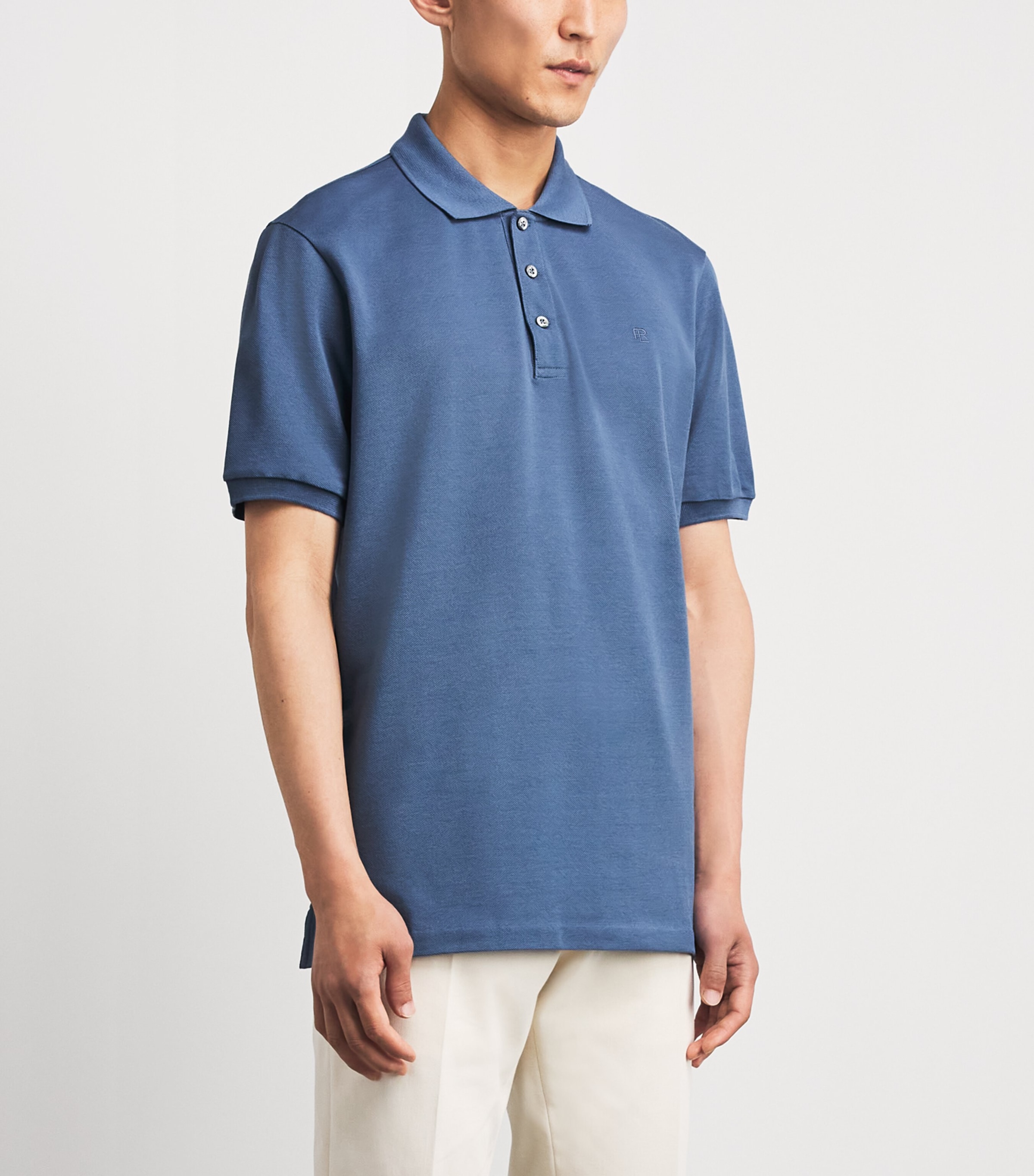 Ralph Lauren Purple Label Mens Cotton Piqué Polo Shirt Blue Horizon Image 4