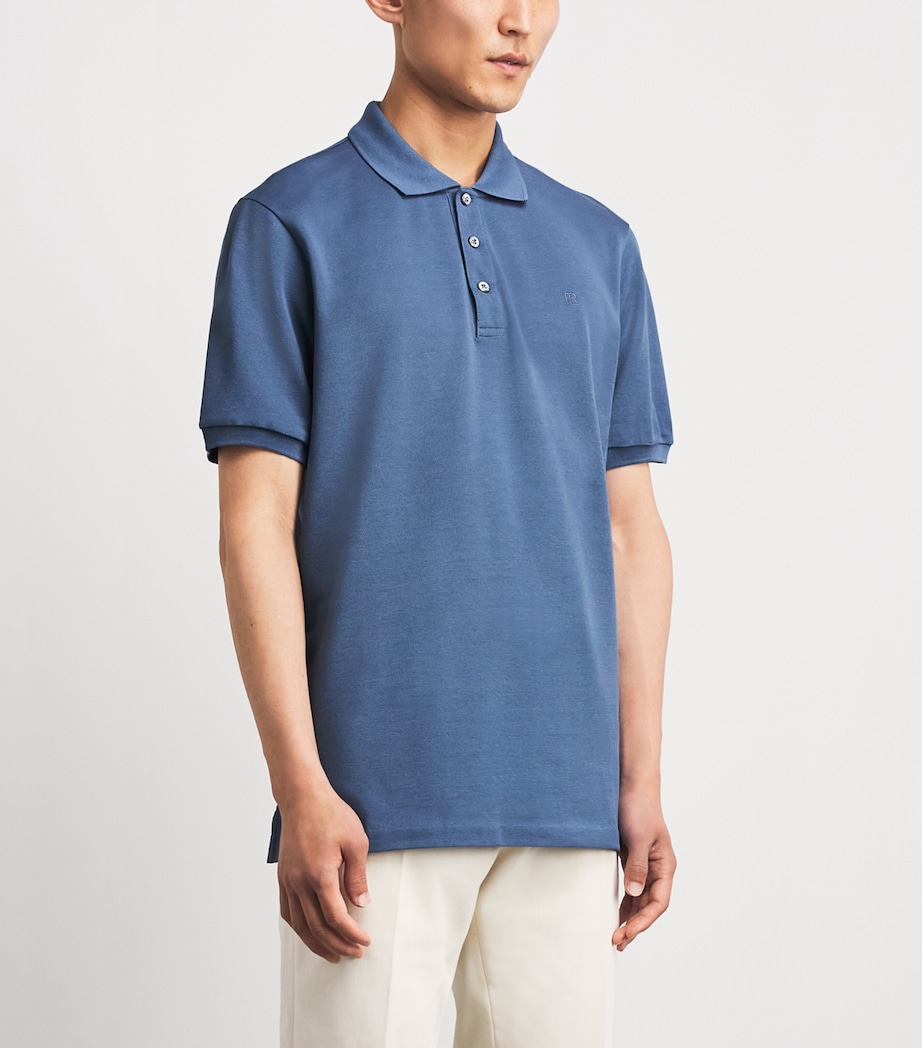 Ralph Lauren Purple Label Mens Cotton Piqué Polo Shirt Blue Horizon Image 4